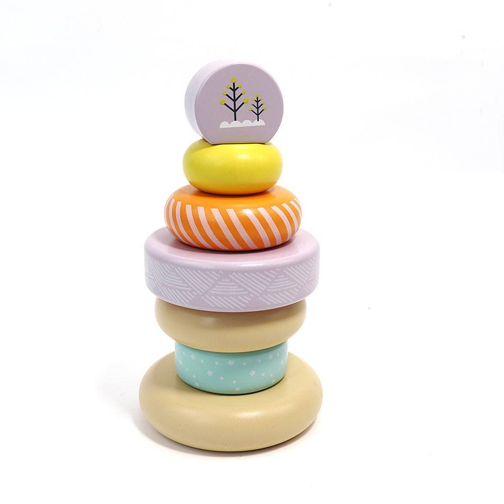 Leo & Friends Wooden Stacking Toys, 6 Wooden Rings, 1 Lion Crown On Top | Montessori-Approved Education Kid’s Ring Stacking Tower, Perfect Christmas or Birthday Present