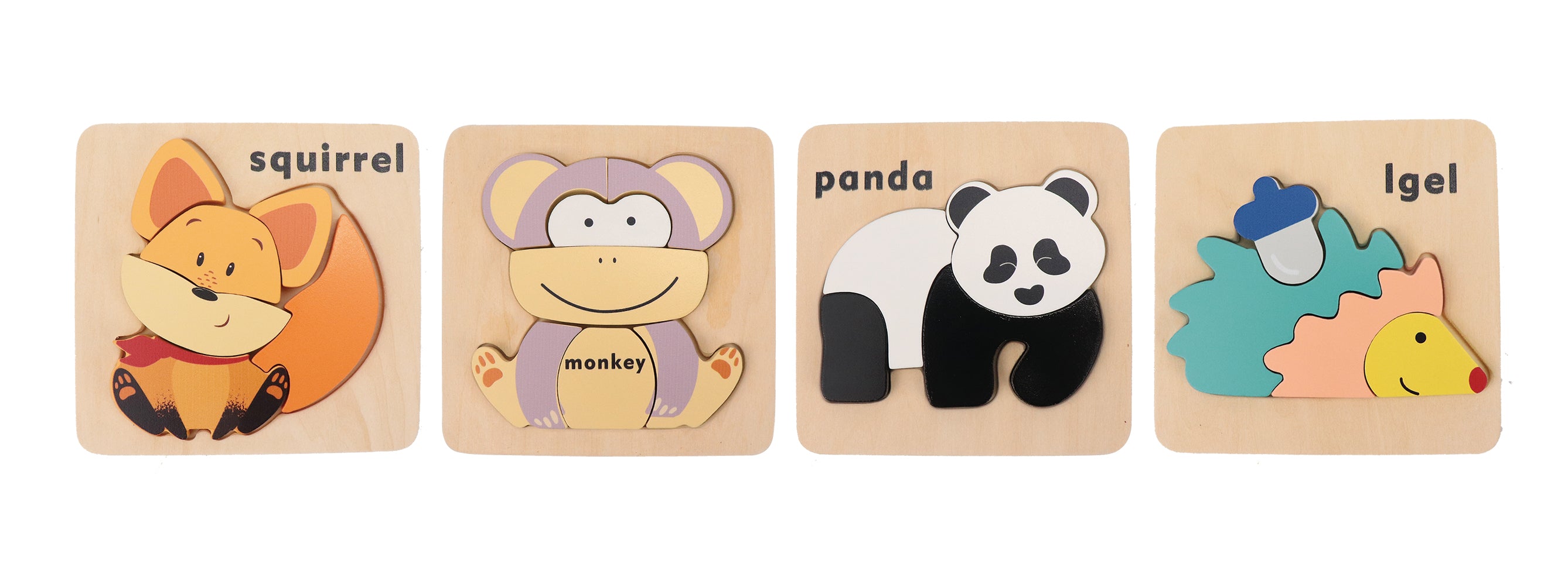 Wooden Zoo Animal Puzzle Kit for Boys and Girls, Includes 25 Different Pieces and 1 Panda, 1 Monkey, 1 Hedgehog, and 1 Squirrel | Educational Children’s Building Peg Puzzle Toy, Perfect Birthday Present