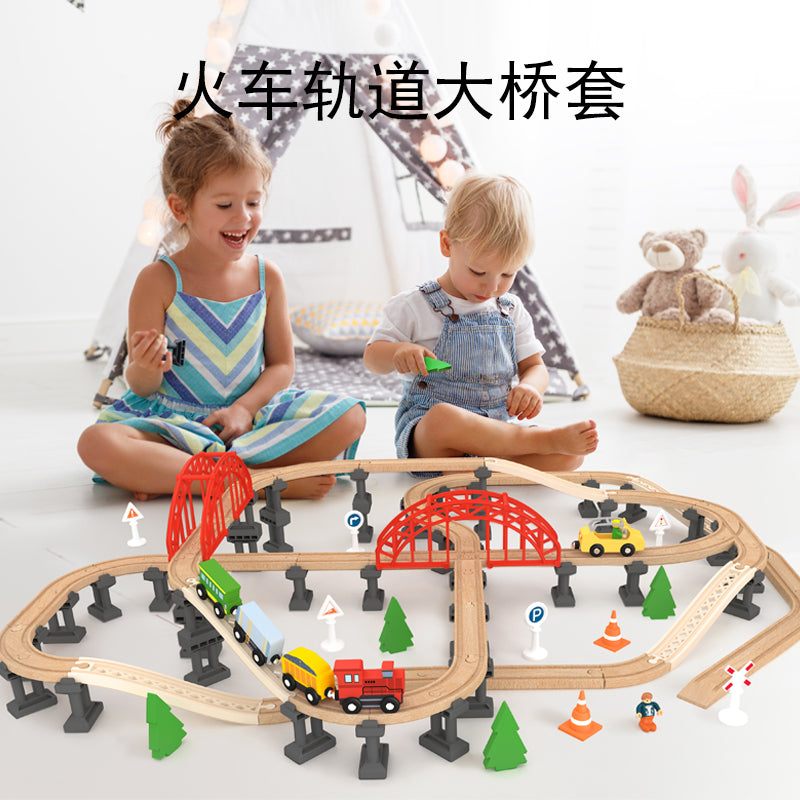 Leo & Friends Railway Bridge Set, Wooden Toy Bridge Set for Toy Cars