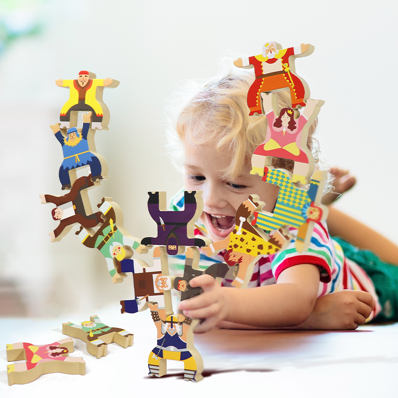 Leo & Friends Wooden Balance Stacking Game- ,12 Pieces, Interlocking toys,