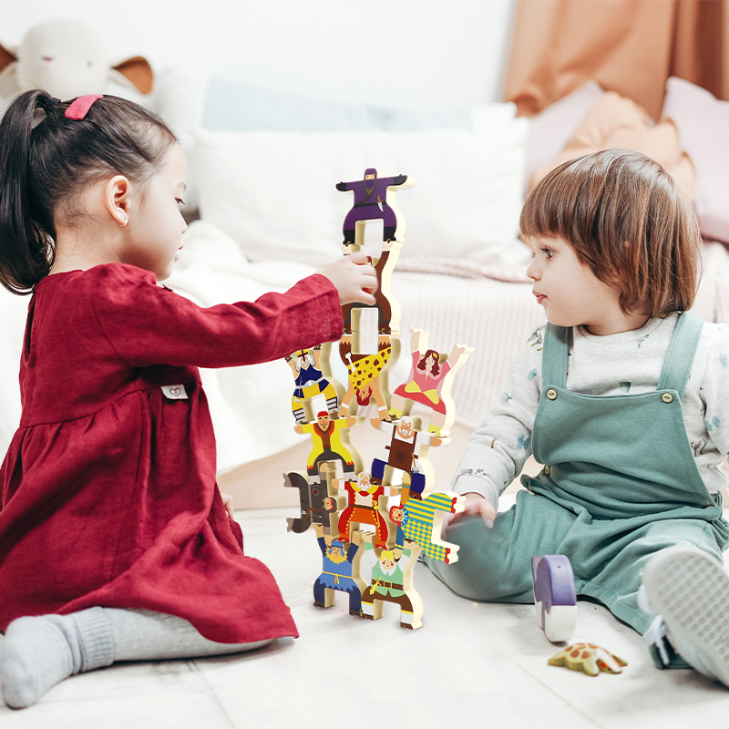 Leo & Friends Wooden Balance Stacking Game- ,12 Pieces, Interlocking toys,