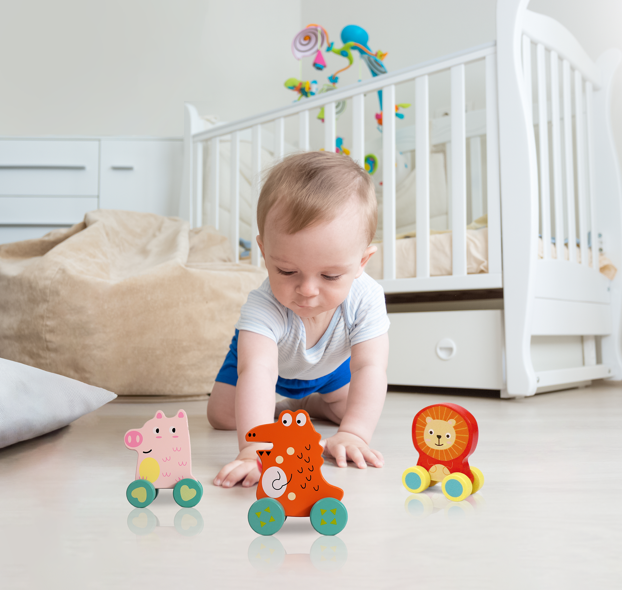 Leo & Friends Wooden Little Leo Lion Vehicle Toy, Perfect Christmas or Birthday Present for 1 year old