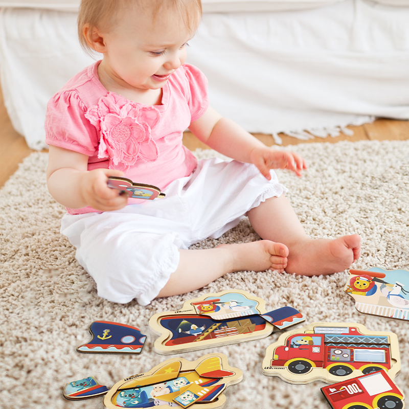 Wooden Vehicle Puzzle Set for Toddlers 1-3, Puzzles for Kid, Baby Puzzles, Montessori Toys for 1 2 3+ Year Old Girl Boy, Airplane puzzle, Ship puzzle, Fire Engine Puzzle, Puzzles for Kids Age 2-4, STEM Educational Learning Toy Birthday Gifts