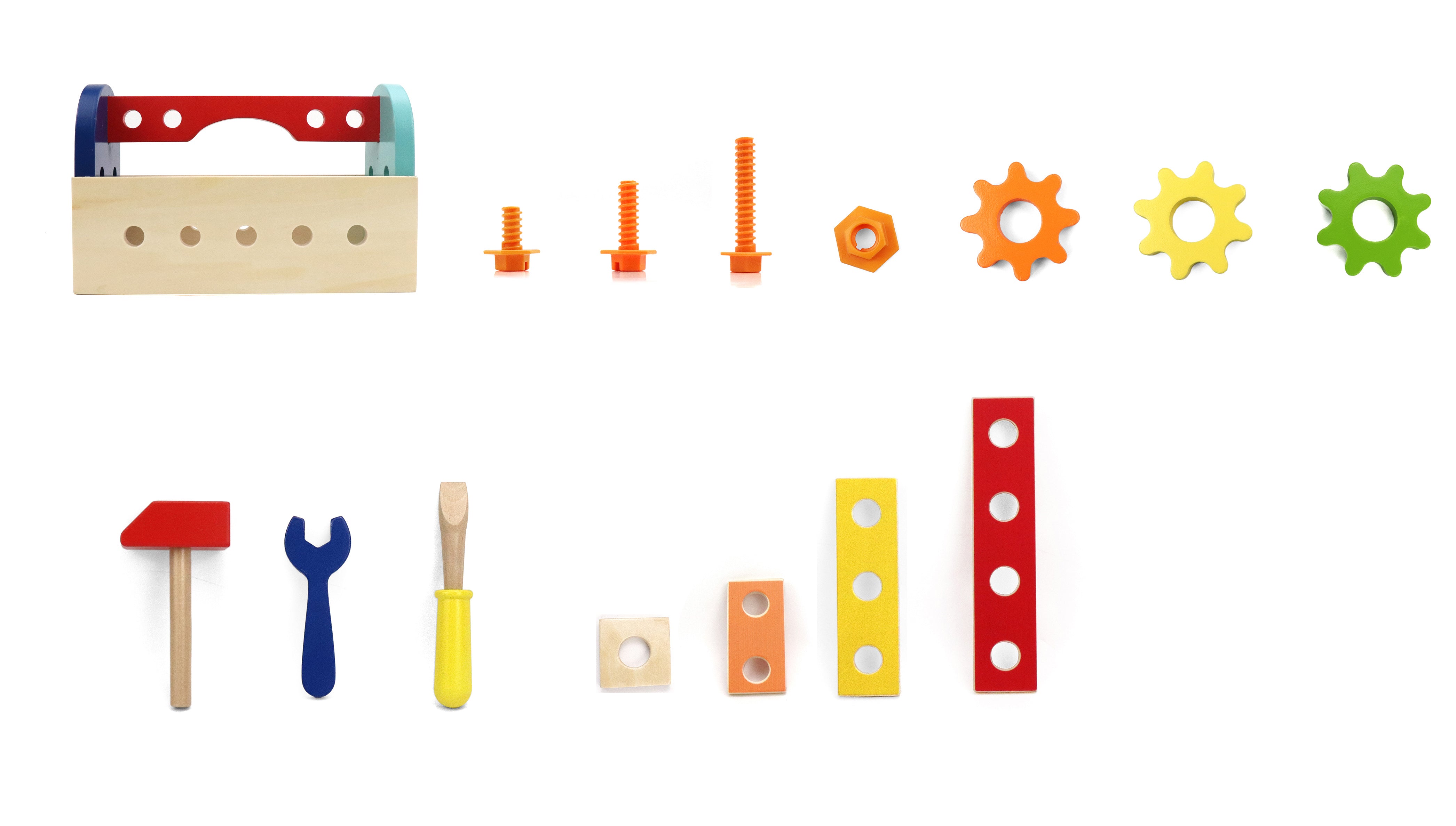 L&F ‘My First Tool Box’ Kit of 28 Wooden Pieces, Made for 3-Year-Olds and Older | Non-Toxic Wooden Educational Tool Box Game, Perfect for Toddlers, Preschoolers, Birthdays, and Holidays