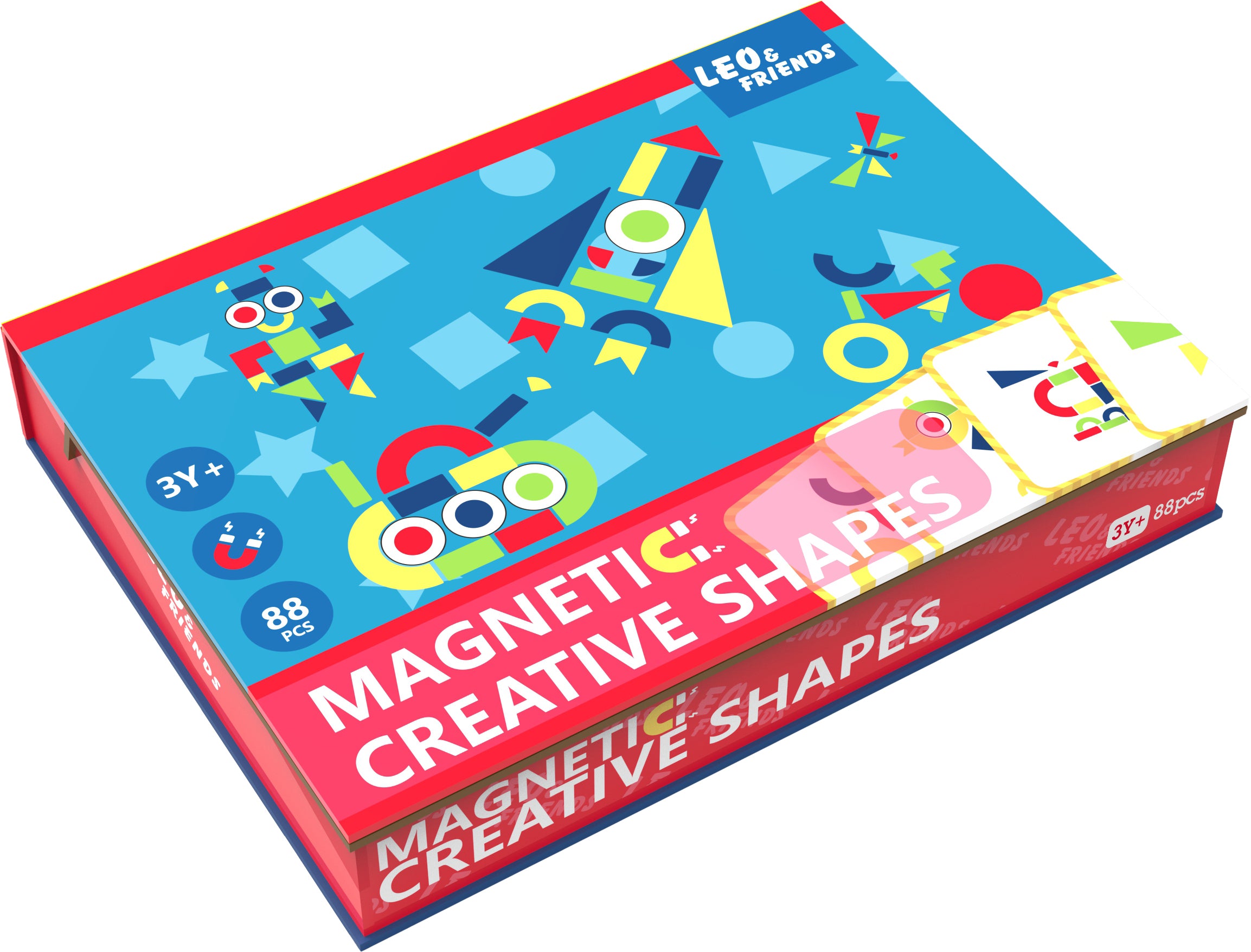 Leo & Friends Magnetic Creative Shapes Playset, 88-Pieces, Made for Kids 3-Years-Old+ | Educational Play-Pretend Shape and Color Puzzle Kit, Perfect Birthday or Holiday Present