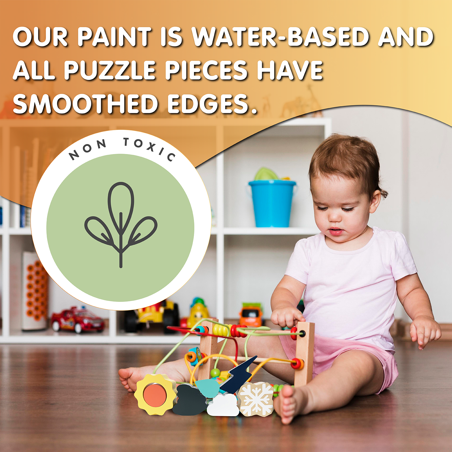 L&F Weather Shape Puzzle Kit with 6 Weather Wooden Pieces and 1 Board | Developmental Toy Set for 2, 3, 4, 5, and 6-Year-Olds, Toddlers, Preschoolers, and Kids | Made with Non-Toxic Wood