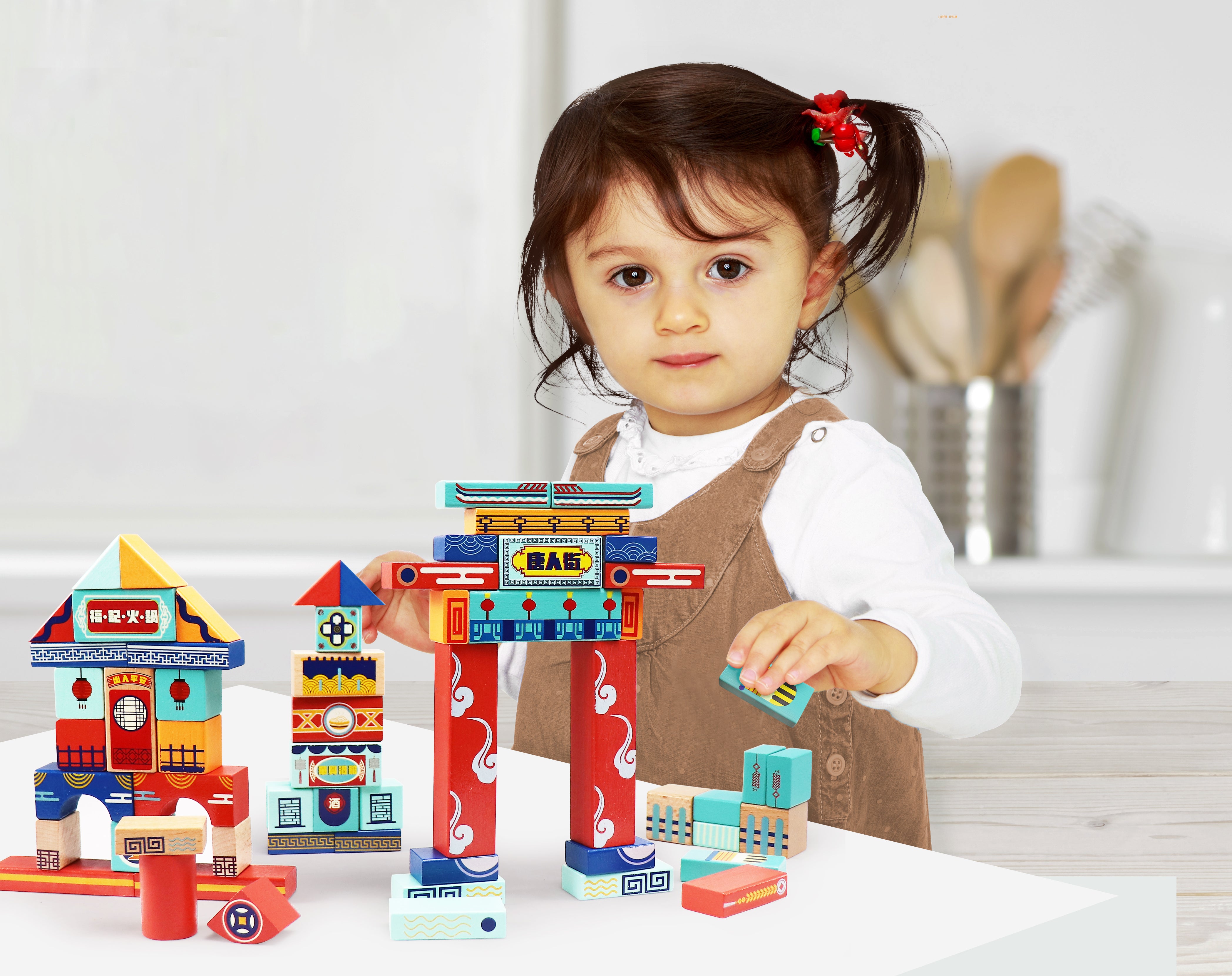 Leo & Friends Chinatown Creative Blocks, Colorful Chinatown-Inspired Building Blocks for Toddlers, Children