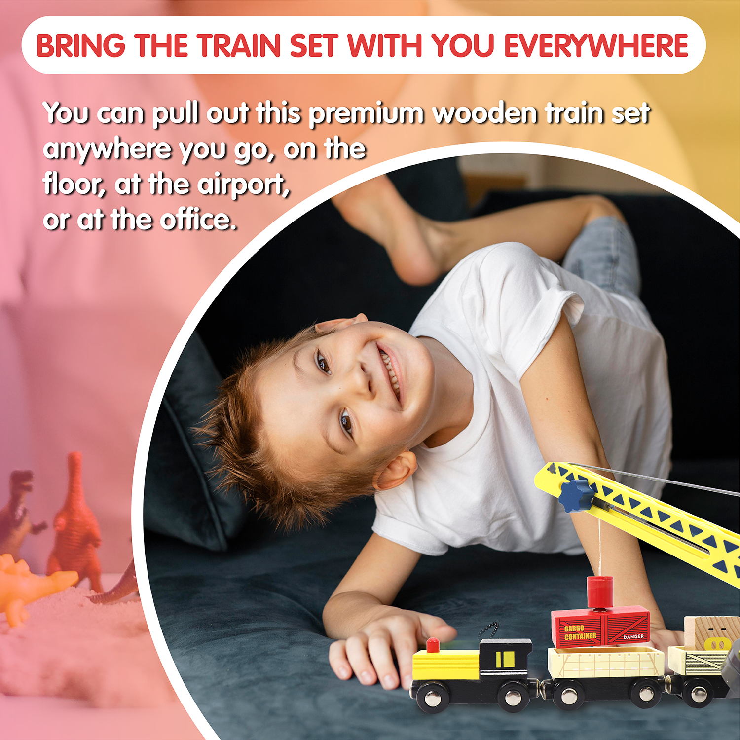 12-Piece Wooden Train Set for Kids, Ages 2, 3, 4, 5, and 6, Perfect for Preschoolers or Kid’s Birthday/Christmas Present | Includes Train Cars, Wagons, Freight Trucks, Magnet Connectors, Made with Non-Toxic Wood