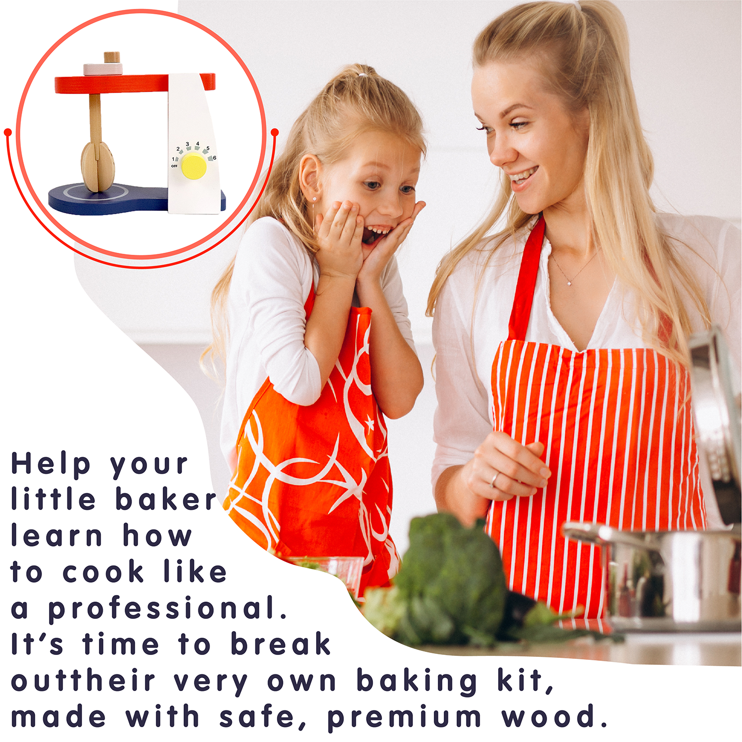 Leo & Friends Wooden Mixer Set - Make-A-Cake Mixer Kit with Hand Crank Mixer | Perfect Christmas, Birthday Present for Kids Ages 3 and Older