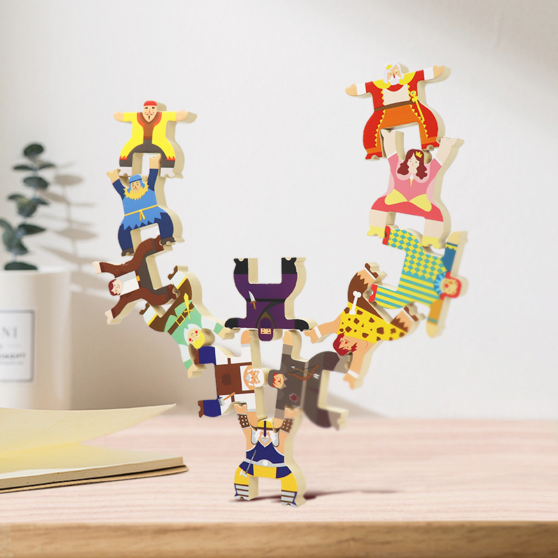 Leo & Friends Wooden Balance Stacking Game- ,12 Pieces, Interlocking toys,