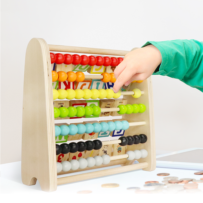 Leo and Friends Double-Sided Alphabet Abacus (9 pcs), Alphabet toy, alphabet blocks, color recognition, letter recognition, sorting toy, montessori toy, Toys for Toddlers And Kids Ages 2, 3, 4, 5