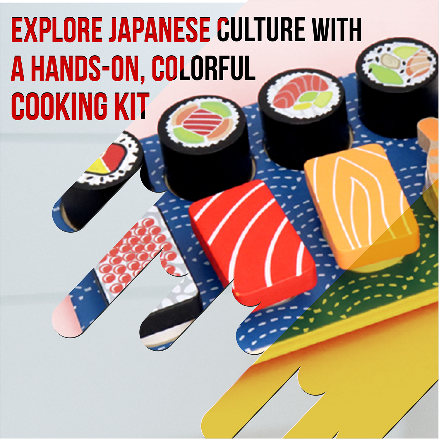 Leo & Friends Wooden Sushi Set - 3 Years+ | 14-Piece Realistic Sushi Playing Kit | Perfect Present for Birthdays, Holidays & More