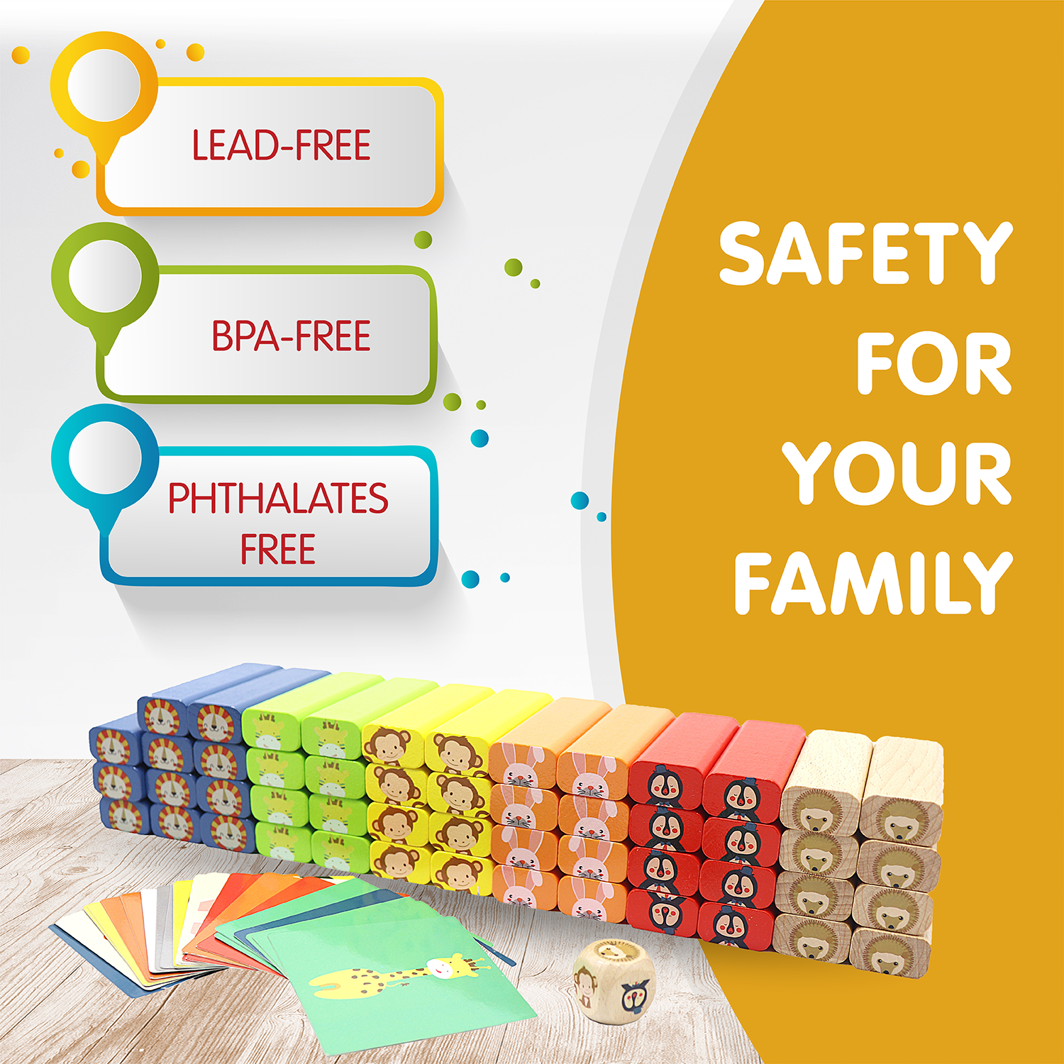 L&F Zoo Stacking Game, 77 Different Pieces Included | Perfect for Kids 3-Years+, Use with Preschoolers or Kid’s Birthday/Christmas Present | BPA-Free, Made with Non-Toxic Wood and Water-Based Paint