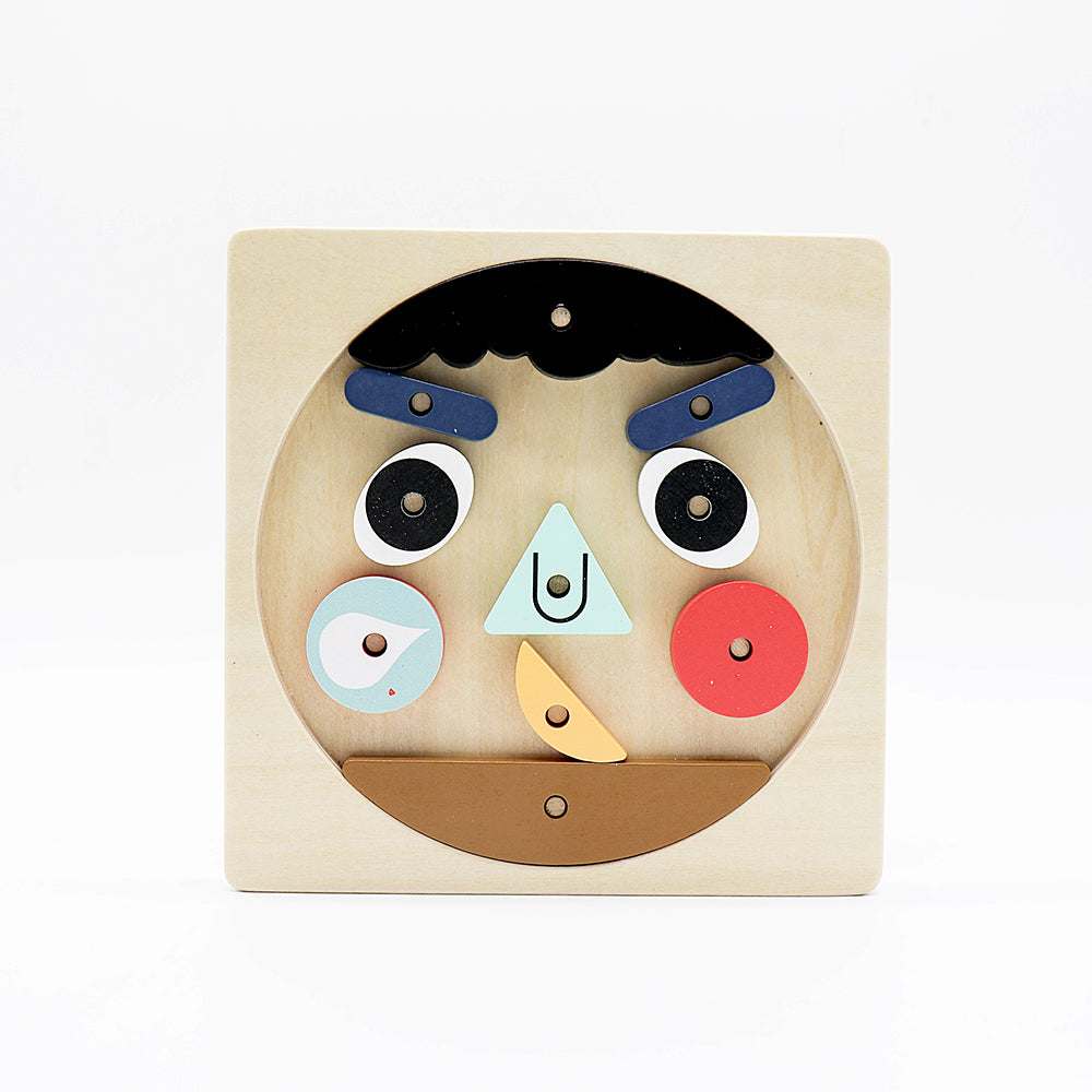 Leo & Friends Funny Faces Educational Wooden Puzzle for Toddlers | 10-Piece Safe Puzzle with Wooden Board, Makes Funny Faces, Creative Play for Kids for Holidays or Birthdays