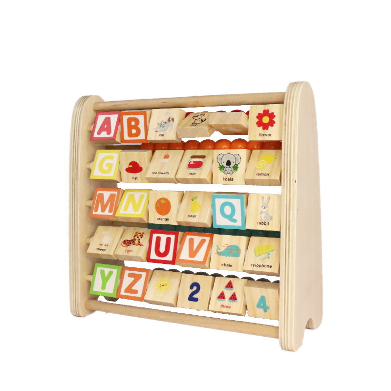 Leo and Friends Double-Sided Alphabet Abacus (9 pcs), Alphabet toy, alphabet blocks, color recognition, letter recognition, sorting toy, montessori toy, Toys for Toddlers And Kids Ages 2, 3, 4, 5