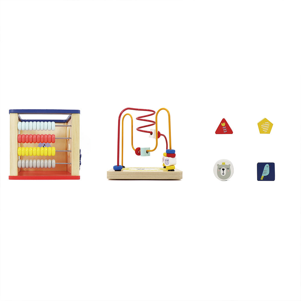 LEO & FRIENDS Wooden Activity Toy for 1, 2 Year-Old-Girls, Educational Preschool Shape Sorter and Maze Toy | Montessori Bead Maze and Versatile Kid’s Sensory Immersion Cube | Perfect Christmas or Birthday Gift