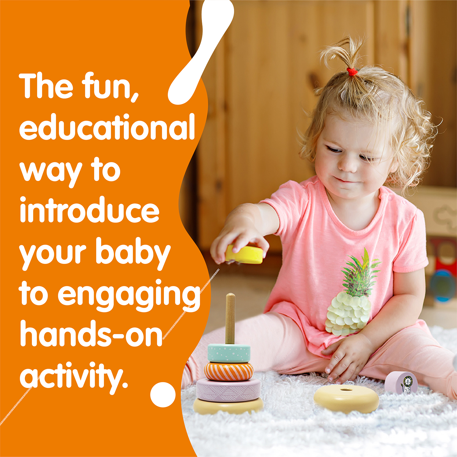 Leo & Friends Wooden Stacking Toys, 6 Wooden Rings, 1 Lion Crown On Top | Montessori-Approved Education Kid’s Ring Stacking Tower, Perfect Christmas or Birthday Present