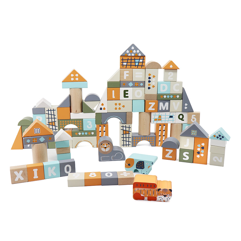 Leo & Friends Count & Spell Blocks Set for Toddlers/101 Pieces | ABC Blocks, Math Blocks, and Counting Blocks, Educational Toy Set for Kids Ages 1 Through 5 | Perfect Assorted Size and Shapes Block Kit for Holidays, Birthdays, & More