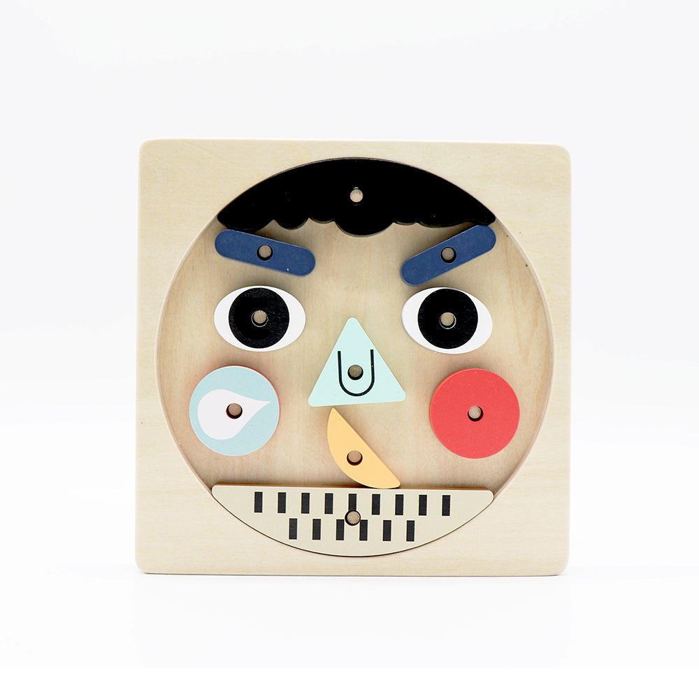 Leo & Friends Funny Faces Educational Wooden Puzzle for Toddlers | 10-Piece Safe Puzzle with Wooden Board, Makes Funny Faces, Creative Play for Kids for Holidays or Birthdays