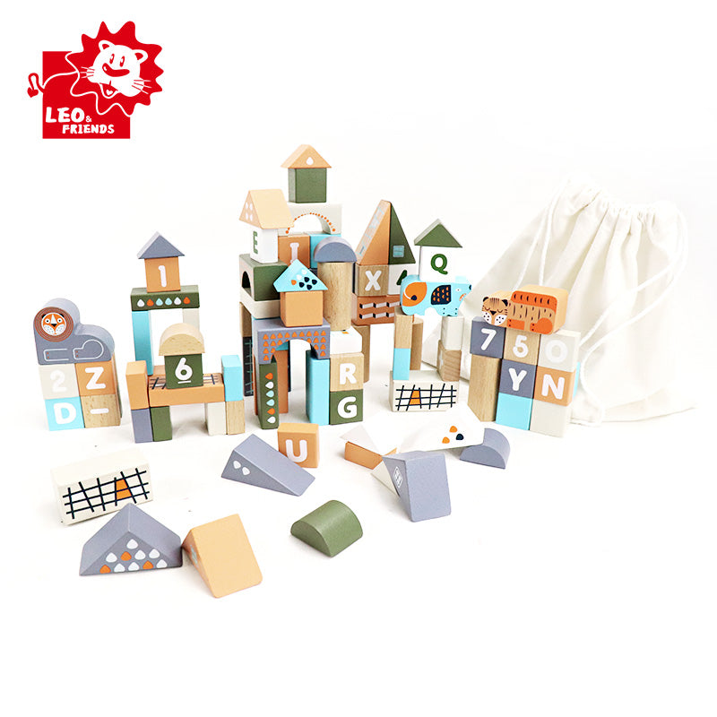 Leo & Friends Count & Spell Blocks Set for Toddlers/101 Pieces | ABC Blocks, Math Blocks, and Counting Blocks, Educational Toy Set for Kids Ages 1 Through 5 | Perfect Assorted Size and Shapes Block Kit for Holidays, Birthdays, & More