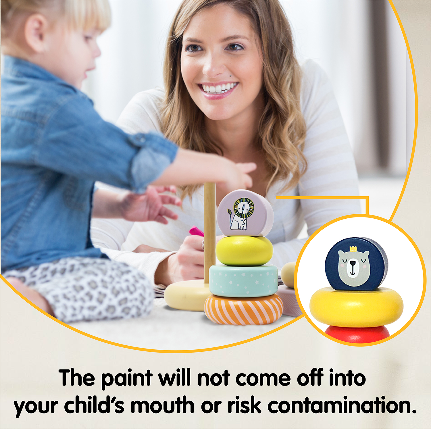 Leo & Friends Wooden Stacking Toys, 6 Wooden Rings, 1 Lion Crown On Top | Montessori-Approved Education Kid’s Ring Stacking Tower, Perfect Christmas or Birthday Present