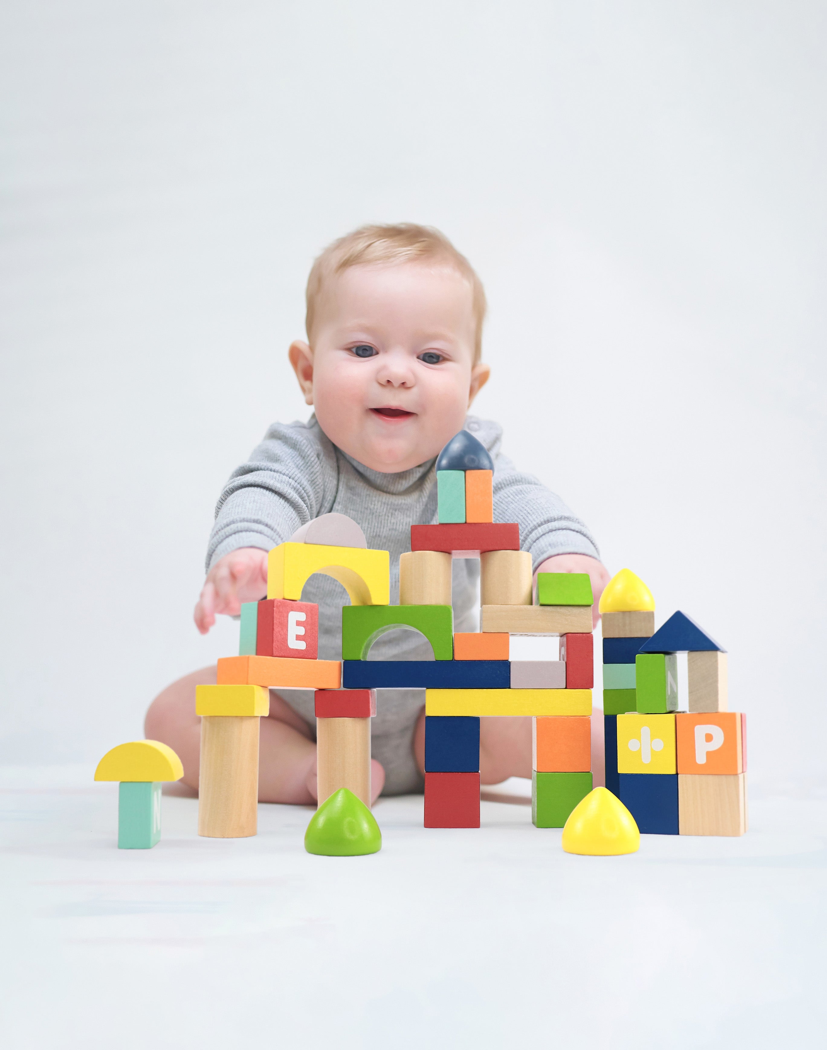 Count and Spell Block Set, 50-Piece Wooden Number and Letter Stacking Toy Kit for Ages 12-Months+ | Building Blocks for Toddlers, Learn Counting, Spelling, Sorting, Organization, Fine Motor Skills | For Boys and Girls