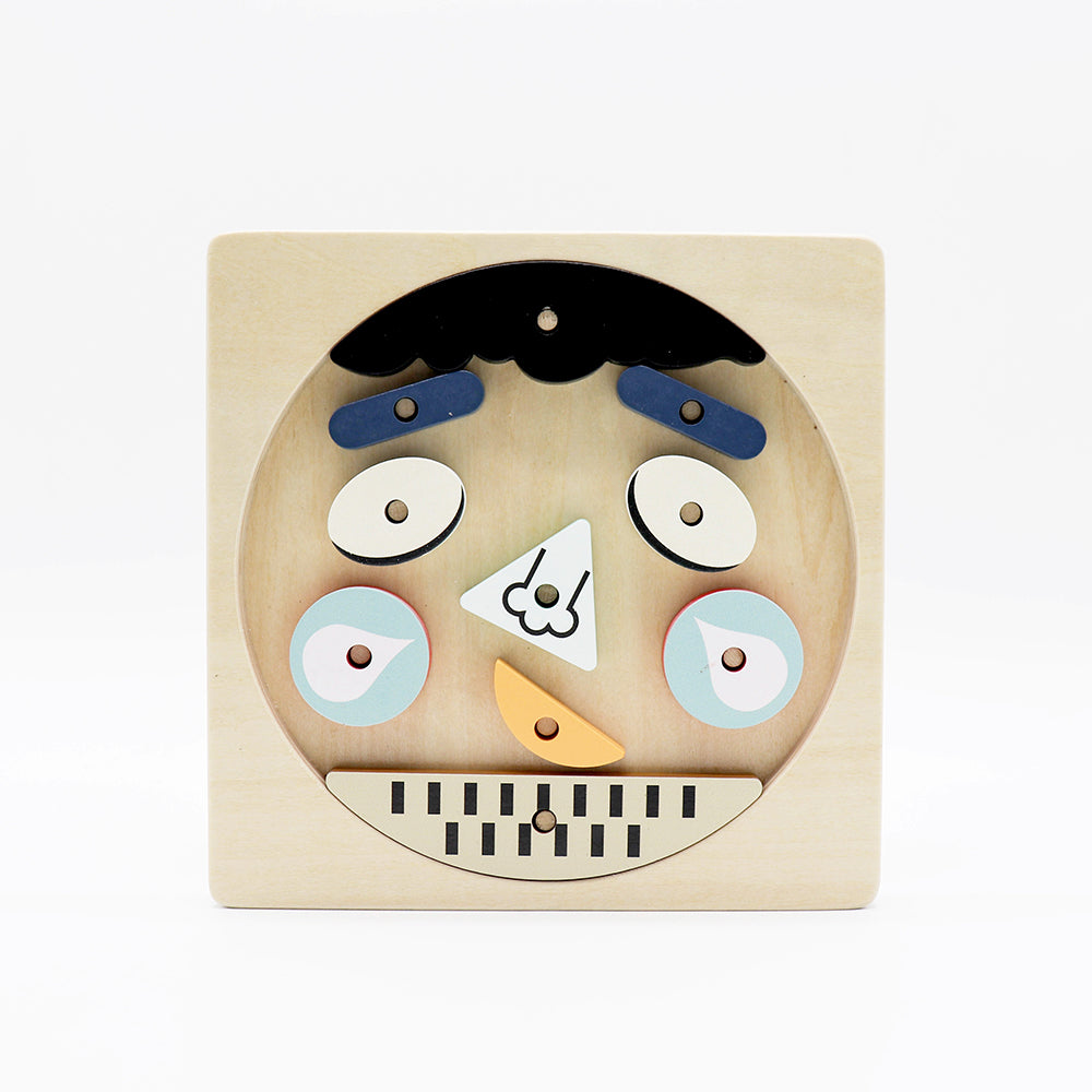 Leo & Friends Funny Faces Educational Wooden Puzzle for Toddlers | 10-Piece Safe Puzzle with Wooden Board, Makes Funny Faces, Creative Play for Kids for Holidays or Birthdays