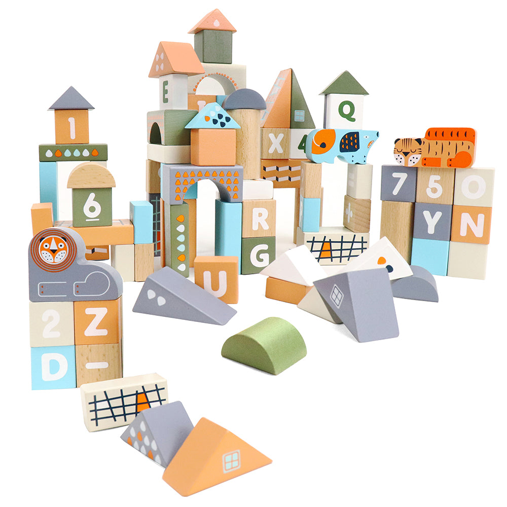 Leo & Friends Count & Spell Blocks Set for Toddlers/101 Pieces | ABC Blocks, Math Blocks, and Counting Blocks, Educational Toy Set for Kids Ages 1 Through 5 | Perfect Assorted Size and Shapes Block Kit for Holidays, Birthdays, & More