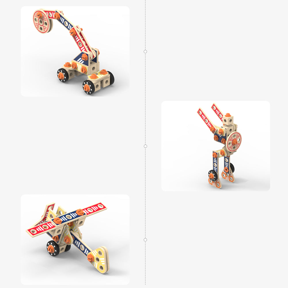 Leo & Friends Builder Set, 72-Piece Toddler Play Kit for Boys and Girls | Wooden Builder Construction Set, Perfect Birthday or Holiday Present | Safe, Non Toxic Sustainable Wood and Water-Based Paint Used