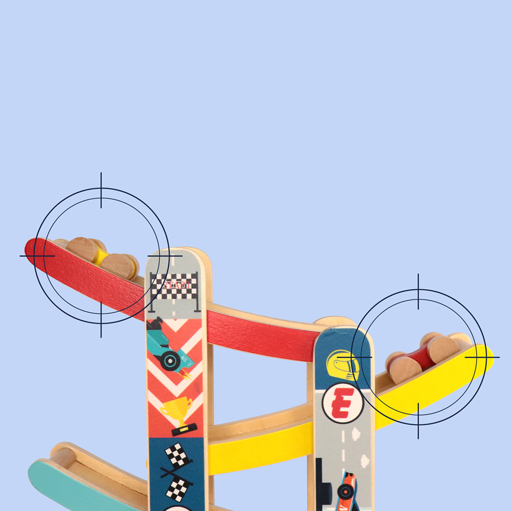 Leo & Friends Wooden Ramp Racer Track with 4 Race Cars Included | Bright Colored At-Home Racer Track for Toddlers, Kids Ages 1 Through 5 | Perfect Educational Kid’s Gift for Birthdays, Holidays & More