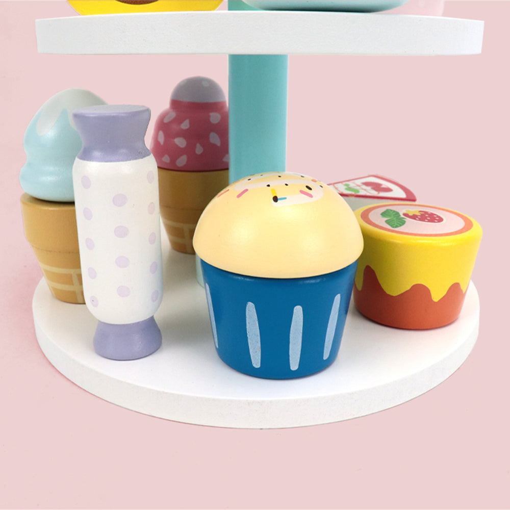 Leo & Friends 19-Piece Wooden Kid’s Bakery Play Set | Play Pretend Dessert Chef Kit for Toddlers | Made with Sustainable, Non-Toxic Wood, Water-Based Paint | Perfect Dessert Kit Gift for Birthdays, Holidays