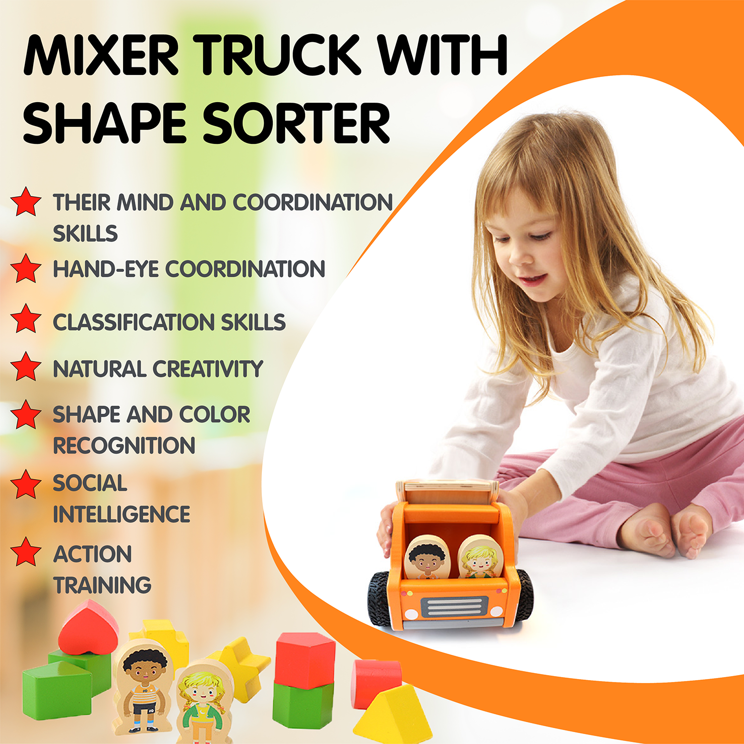 Leo & Friends Shape Sorting Dump Truck - Toddlers Educational Shape Sorter Car That Makes Playing Fun | Perfect Kid’s Toy for The Whole Family