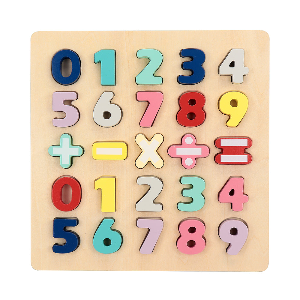 Leo & Friends Wooden Chunky Number Math Puzzle, Numbers 0-9, Addition, Subtraction, Multiplication, Division, Equal Sign Included | Fun Educational Number Game for Children 3+