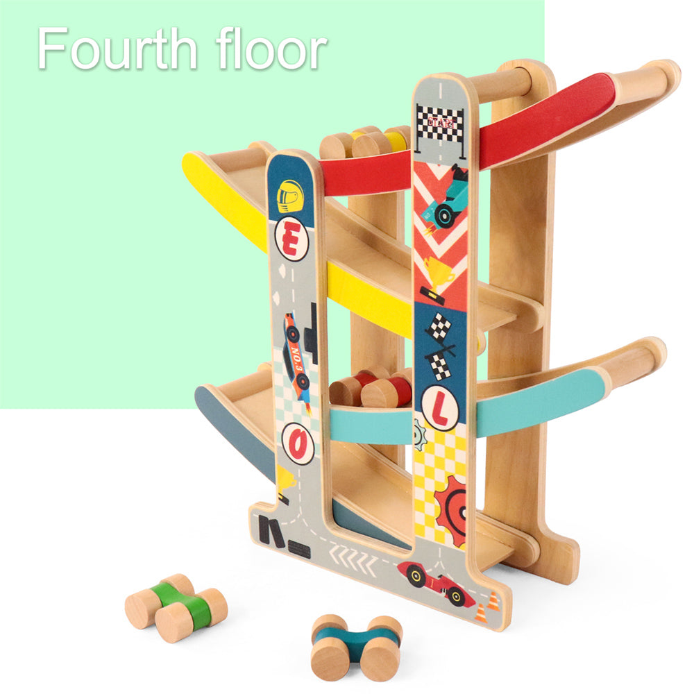 Leo & Friends Wooden Ramp Racer Track with 4 Race Cars Included | Bright Colored At-Home Racer Track for Toddlers, Kids Ages 1 Through 5 | Perfect Educational Kid’s Gift for Birthdays, Holidays & More
