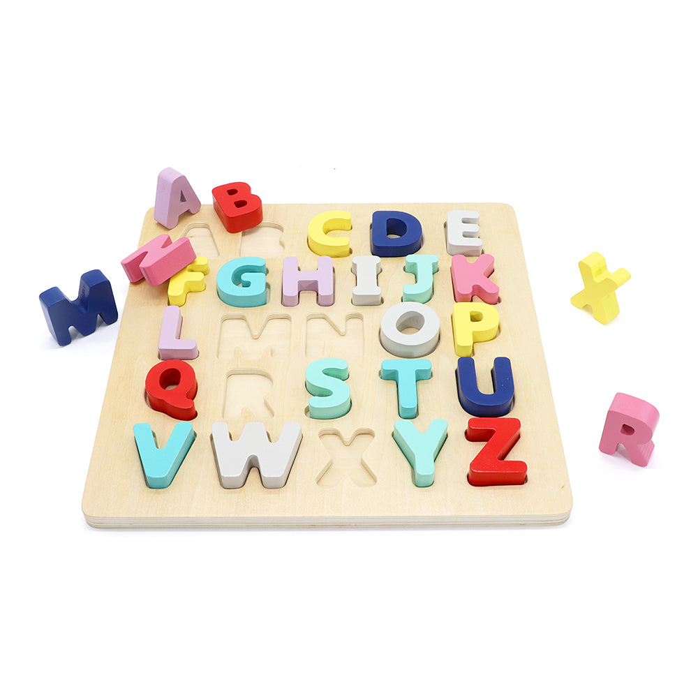 Leo & Friends Wooden Chunky Alphabet Puzzle for Toddlers, Preschoolers | Chunky ABC Blocks and Puzzle Board for Kids 3+ | Learn Letters, Spelling, Sounds, and Building Sentences with the Perfect Puzzle Gift for Kids