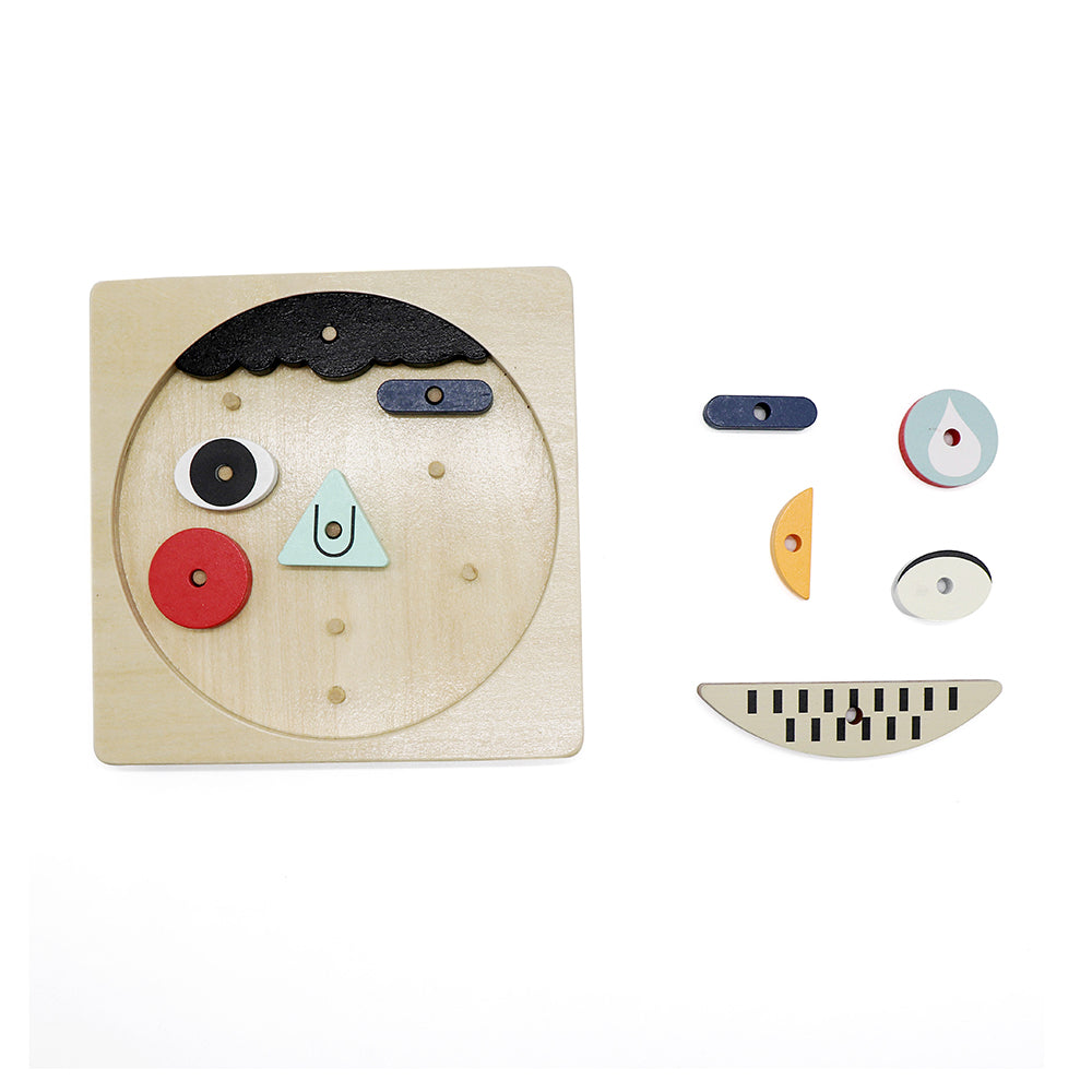 Leo & Friends Funny Faces Educational Wooden Puzzle for Toddlers | 10-Piece Safe Puzzle with Wooden Board, Makes Funny Faces, Creative Play for Kids for Holidays or Birthdays