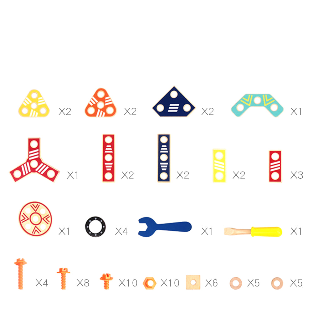 Leo & Friends Builder Set, 72-Piece Toddler Play Kit for Boys and Girls | Wooden Builder Construction Set, Perfect Birthday or Holiday Present | Safe, Non Toxic Sustainable Wood and Water-Based Paint Used