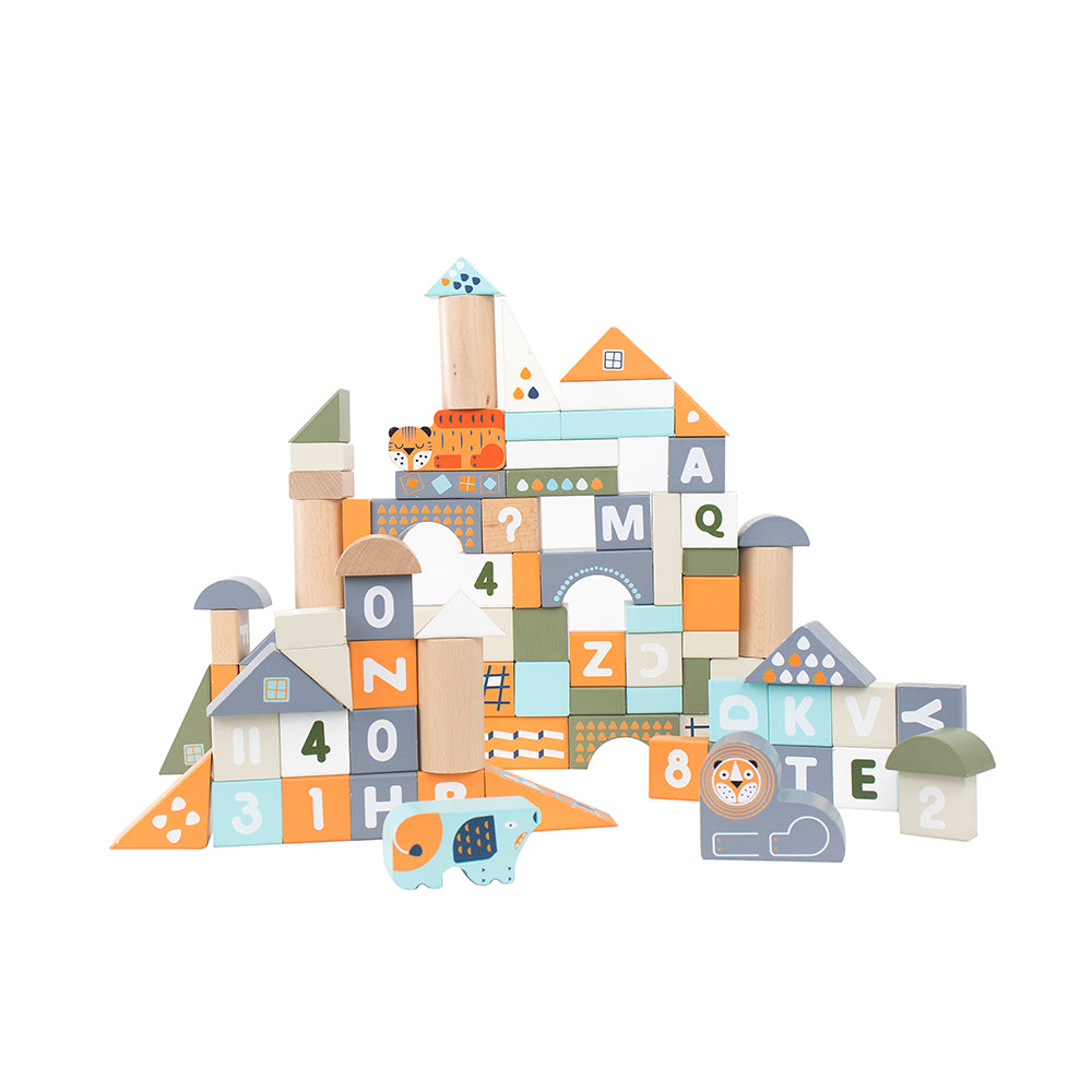 Leo & Friends Count & Spell Blocks Set for Toddlers/101 Pieces | ABC Blocks, Math Blocks, and Counting Blocks, Educational Toy Set for Kids Ages 1 Through 5 | Perfect Assorted Size and Shapes Block Kit for Holidays, Birthdays, & More