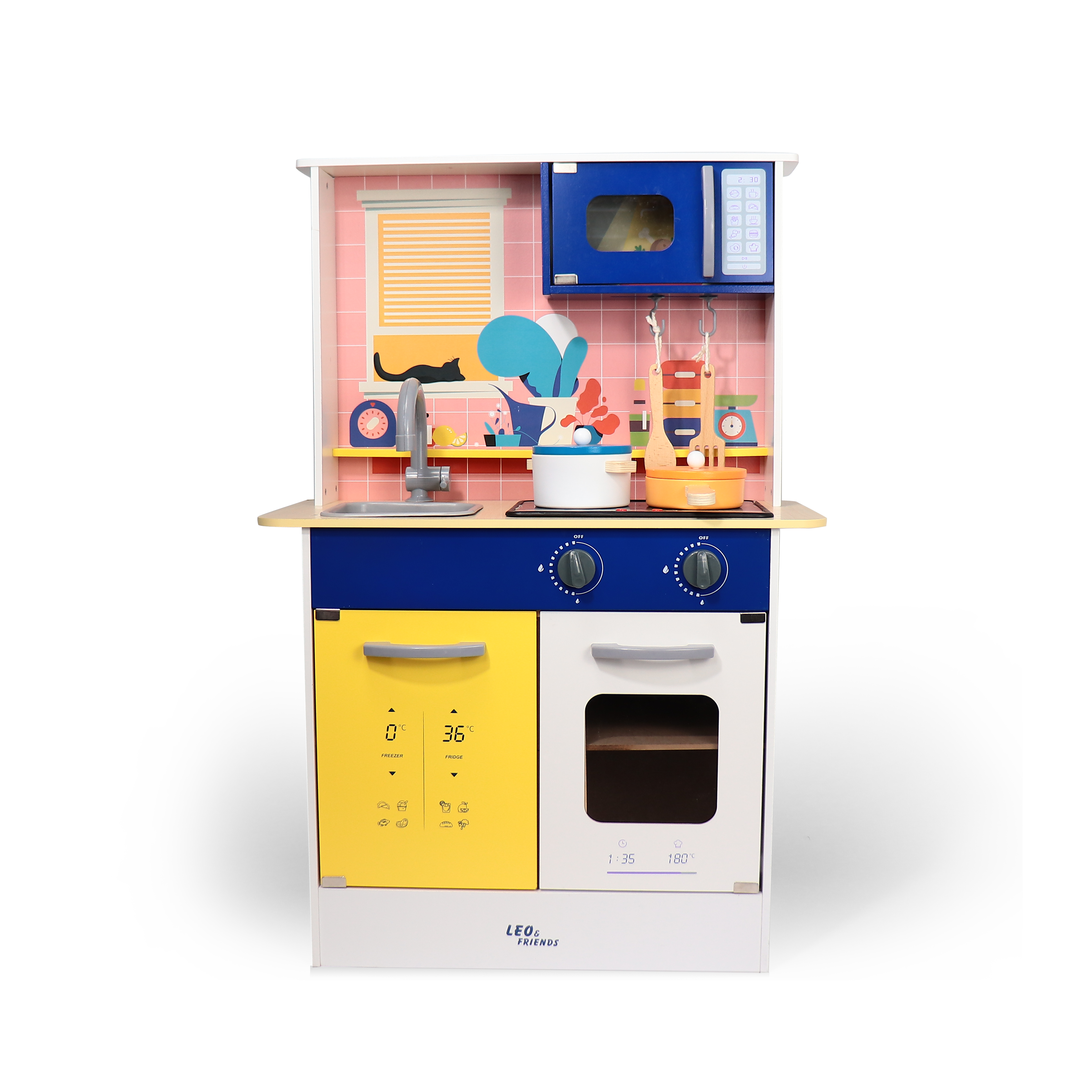 Leo & Friends Light and Sound Kitchen, Play Pretend Kitchen Set with Working Lights and Sounds for Children, Toddlers