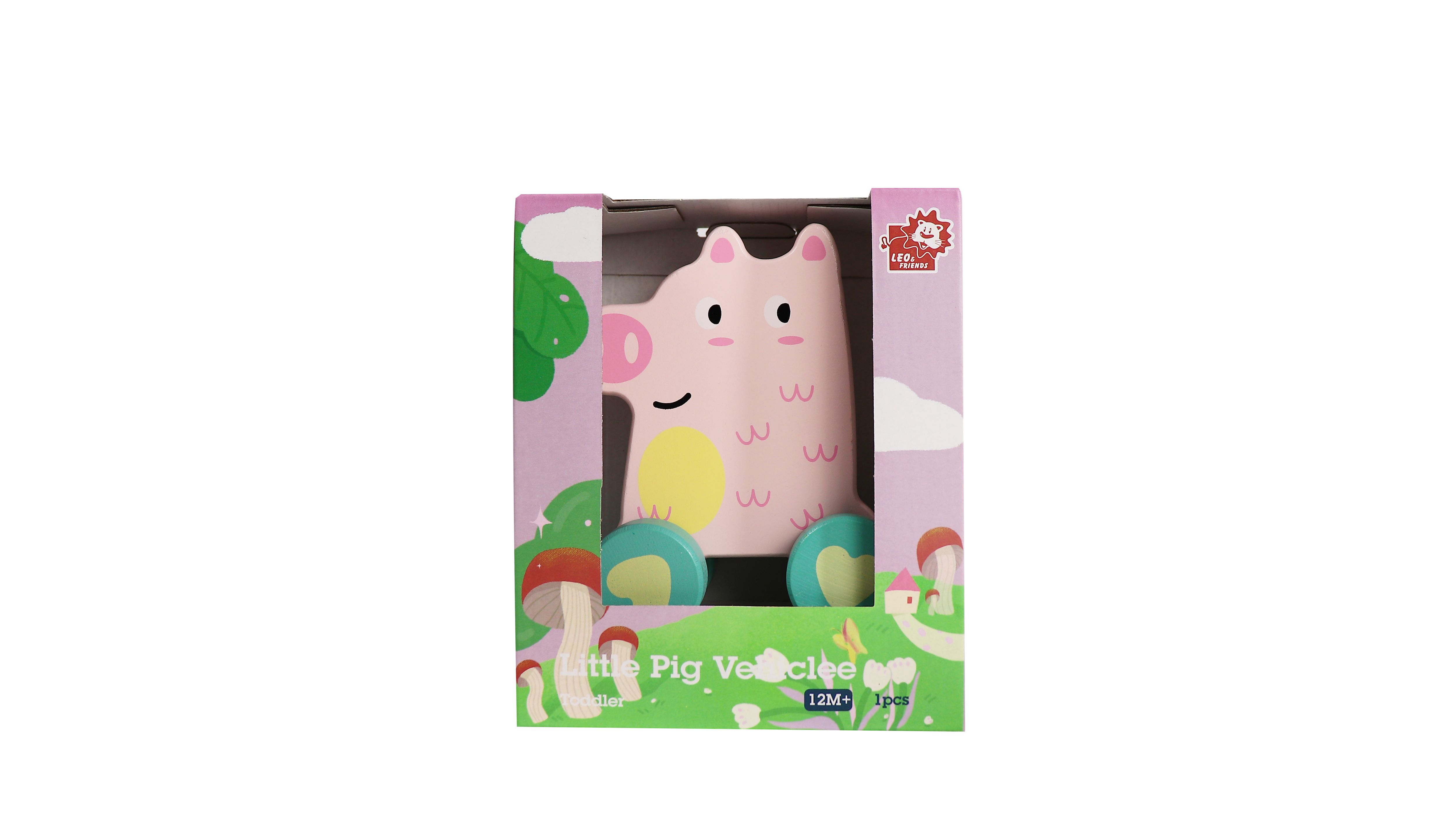 Leo & Friends Wooden Little Pig Vehicle Toy, Perfect Christmas or Birthday Present for 1 year old