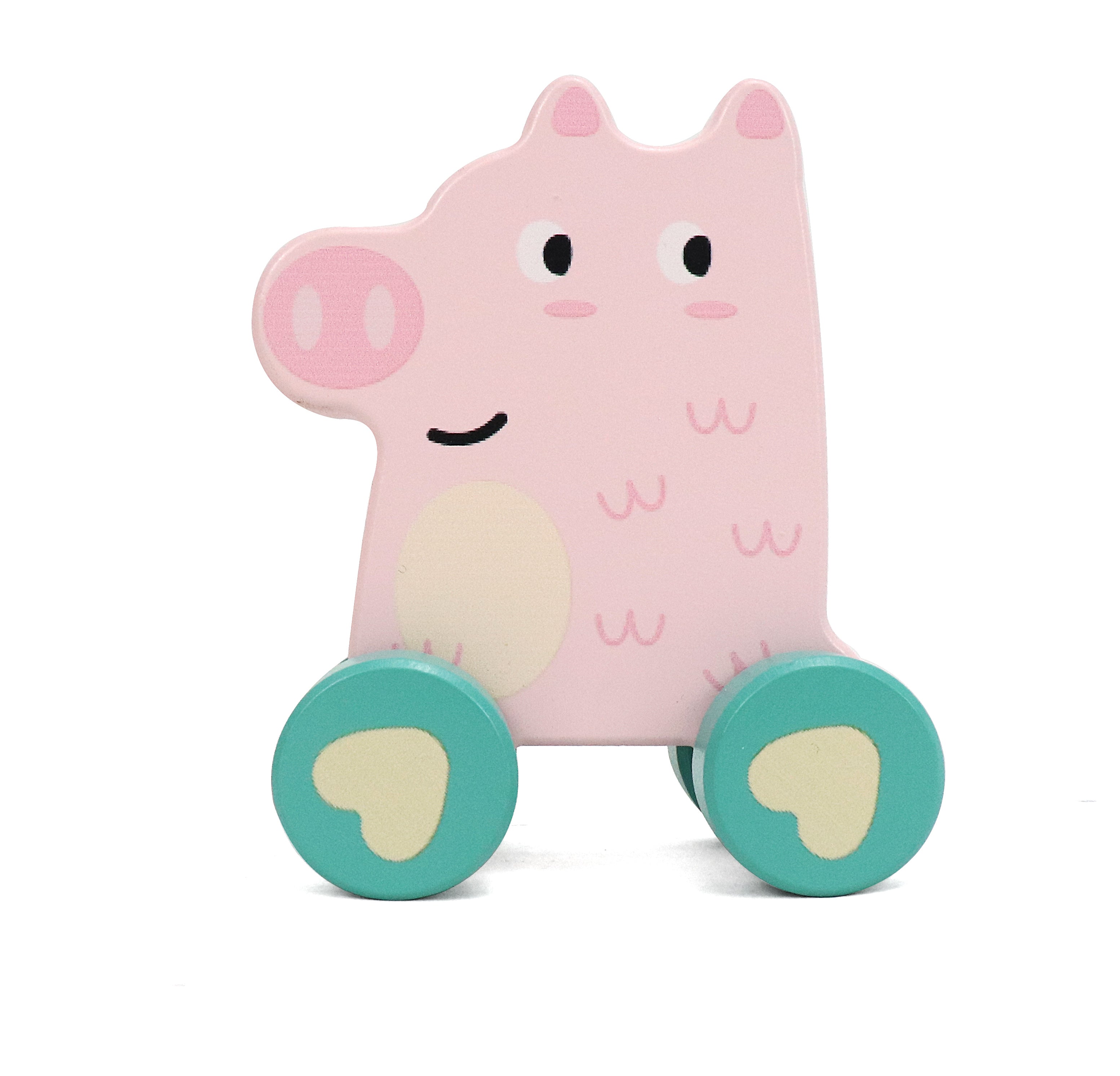 Leo & Friends Wooden Little Pig Vehicle Toy, Perfect Christmas or Birthday Present for 1 year old