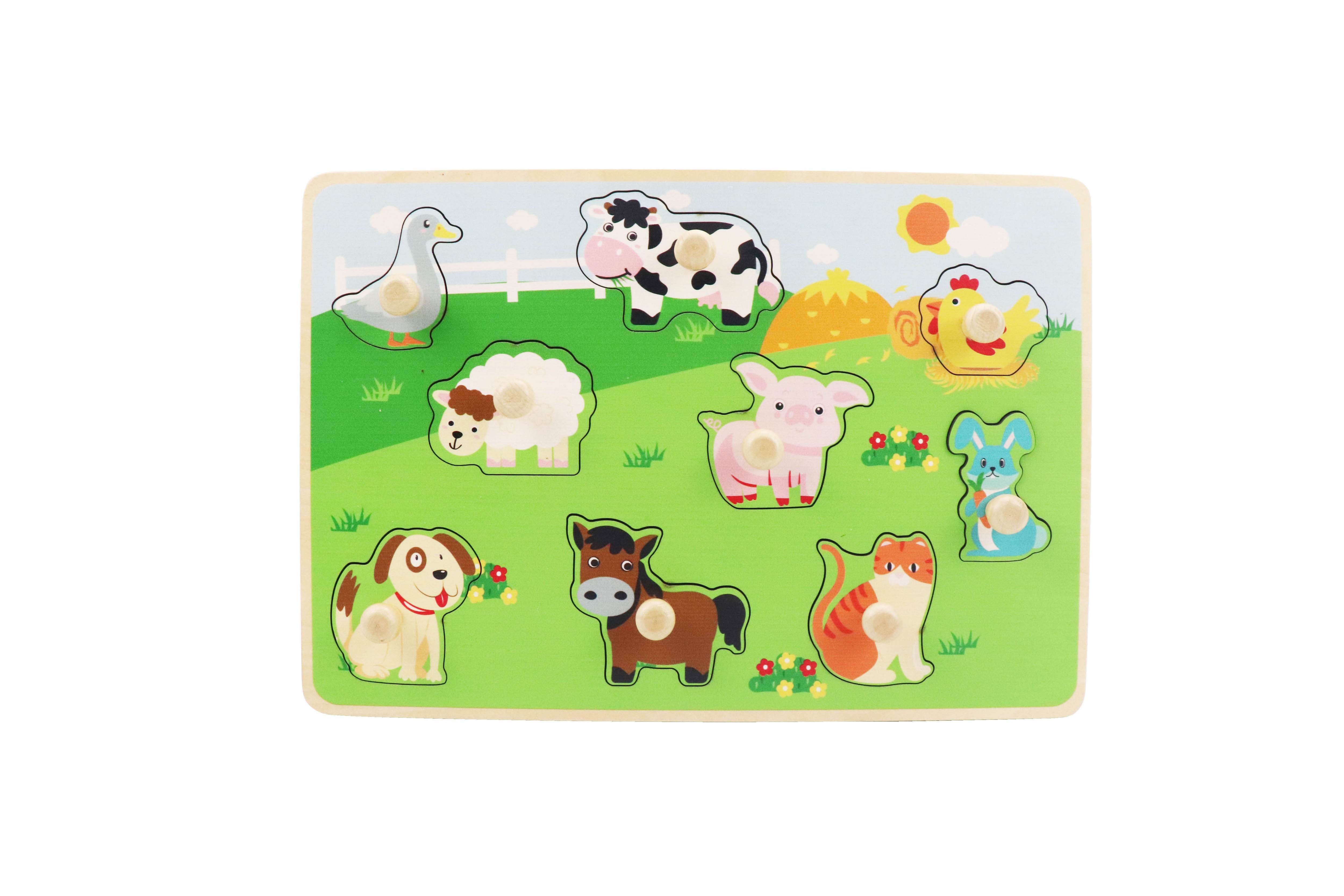 Leo & Friends Farm Animal Peg Puzzle for 24-Months+ | Unisex Toddler Puzzle, Comes with 10-Pieces, Features Cows, Chickens, Ducks, Horses, & More | Perfect Educational Gift, Made with Non-Toxic Wood