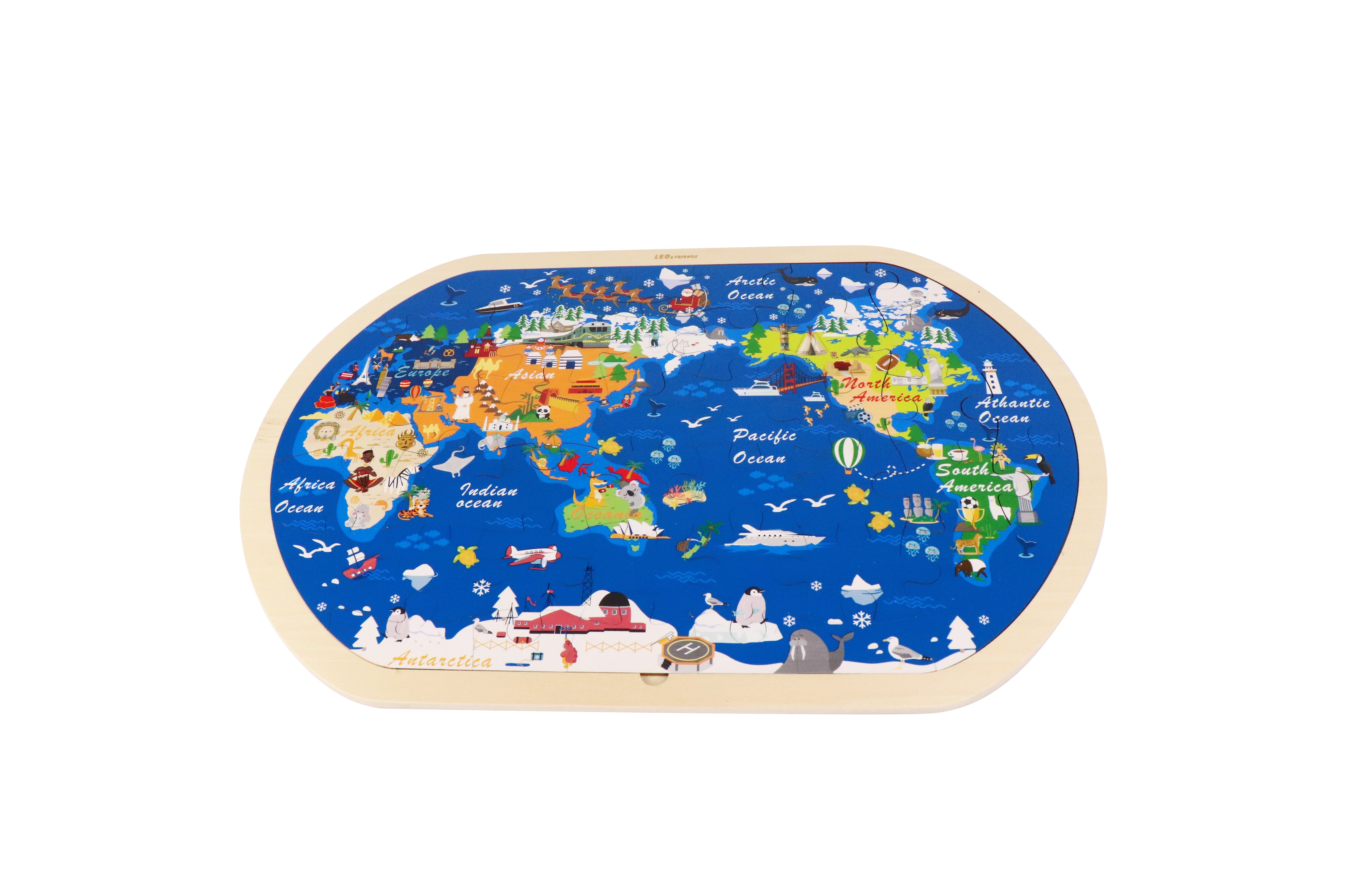 Leo and Friends World Tour Kid’s Jigsaw Puzzle- 48 piece puzzle- Educational Toy,     Gift for kids ages 3-6- wooden puzzle game