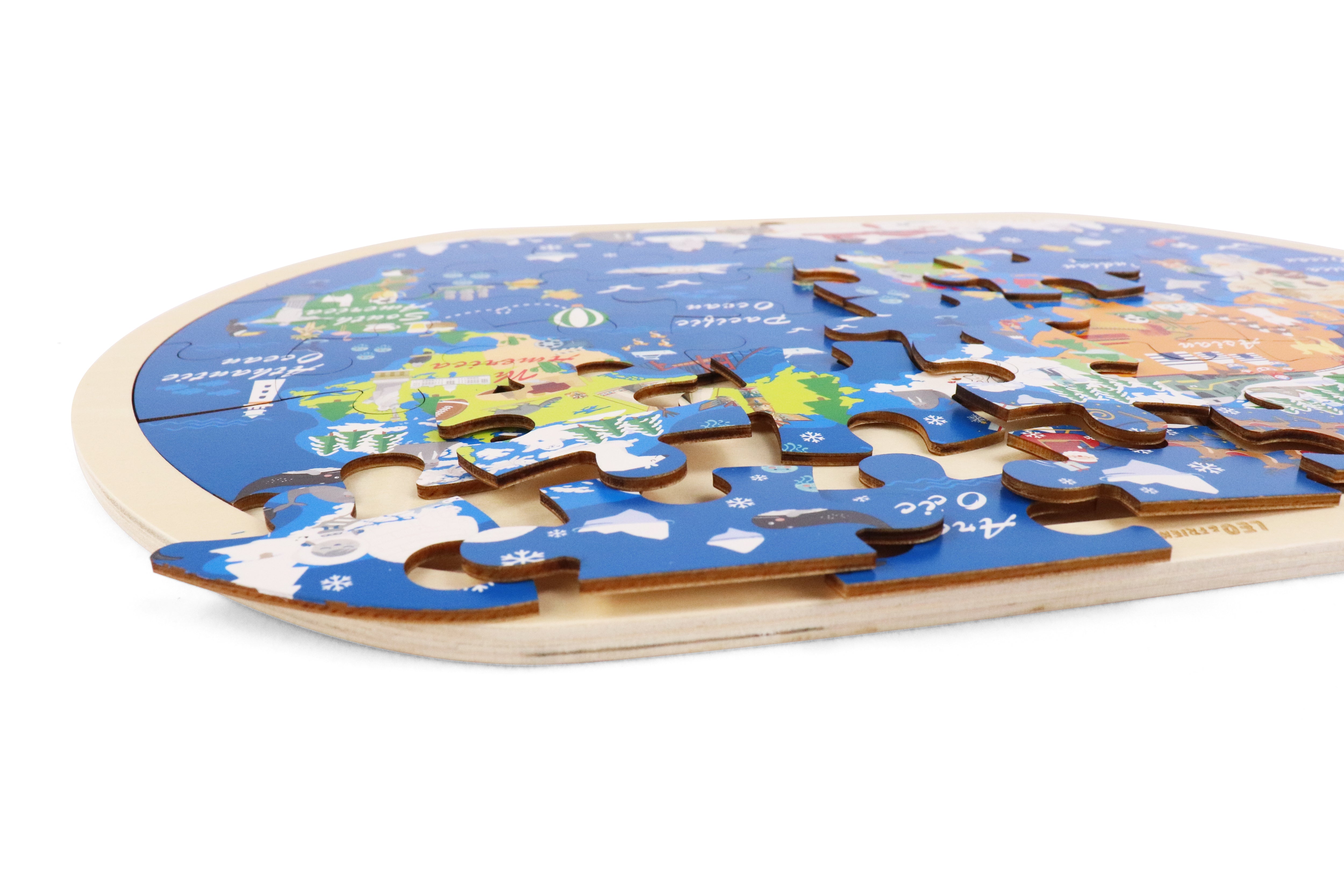 Leo and Friends World Tour Kid’s Jigsaw Puzzle- 48 piece puzzle- Educational Toy,     Gift for kids ages 3-6- wooden puzzle game