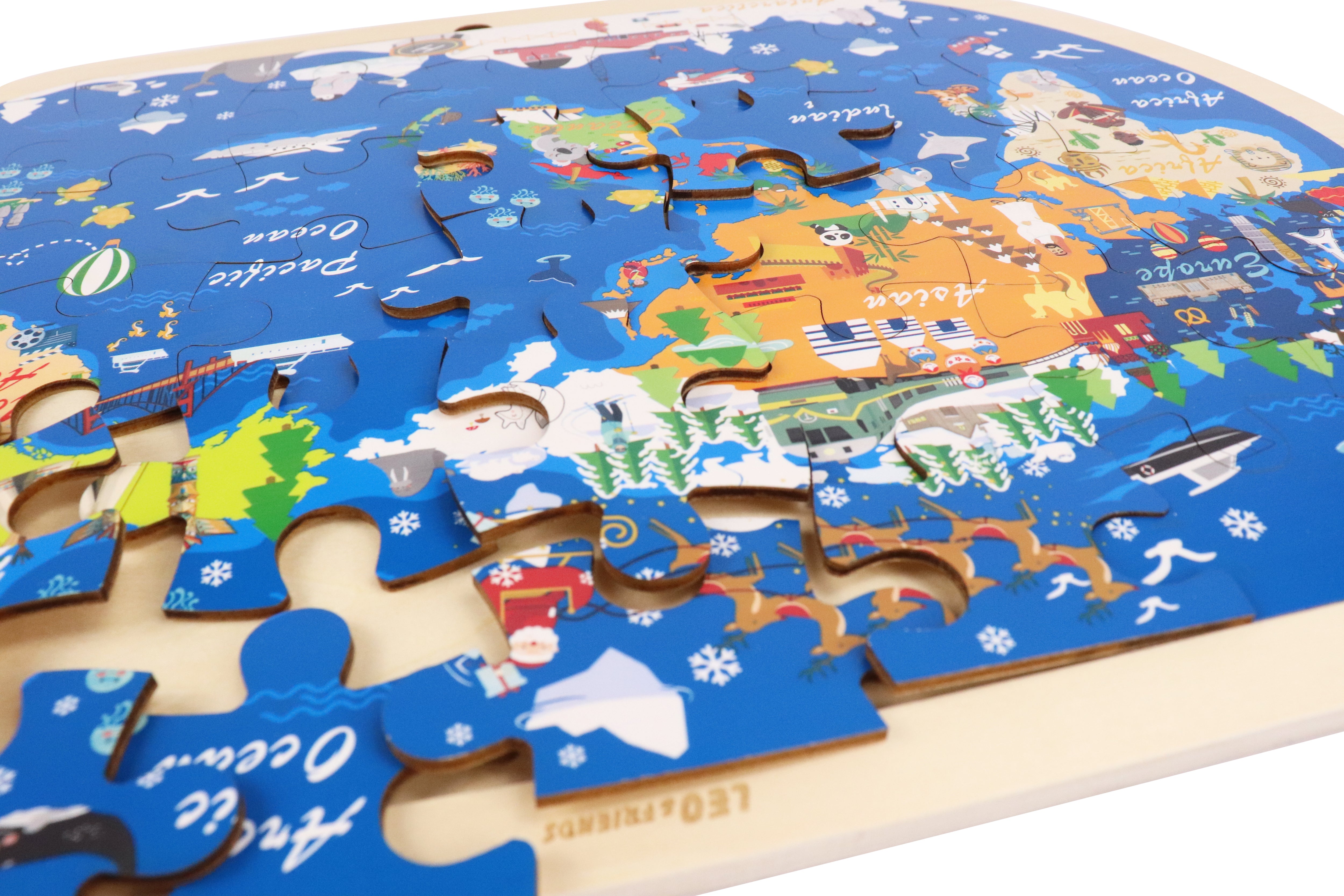 Leo and Friends World Tour Kid’s Jigsaw Puzzle- 48 piece puzzle- Educational Toy,     Gift for kids ages 3-6- wooden puzzle game