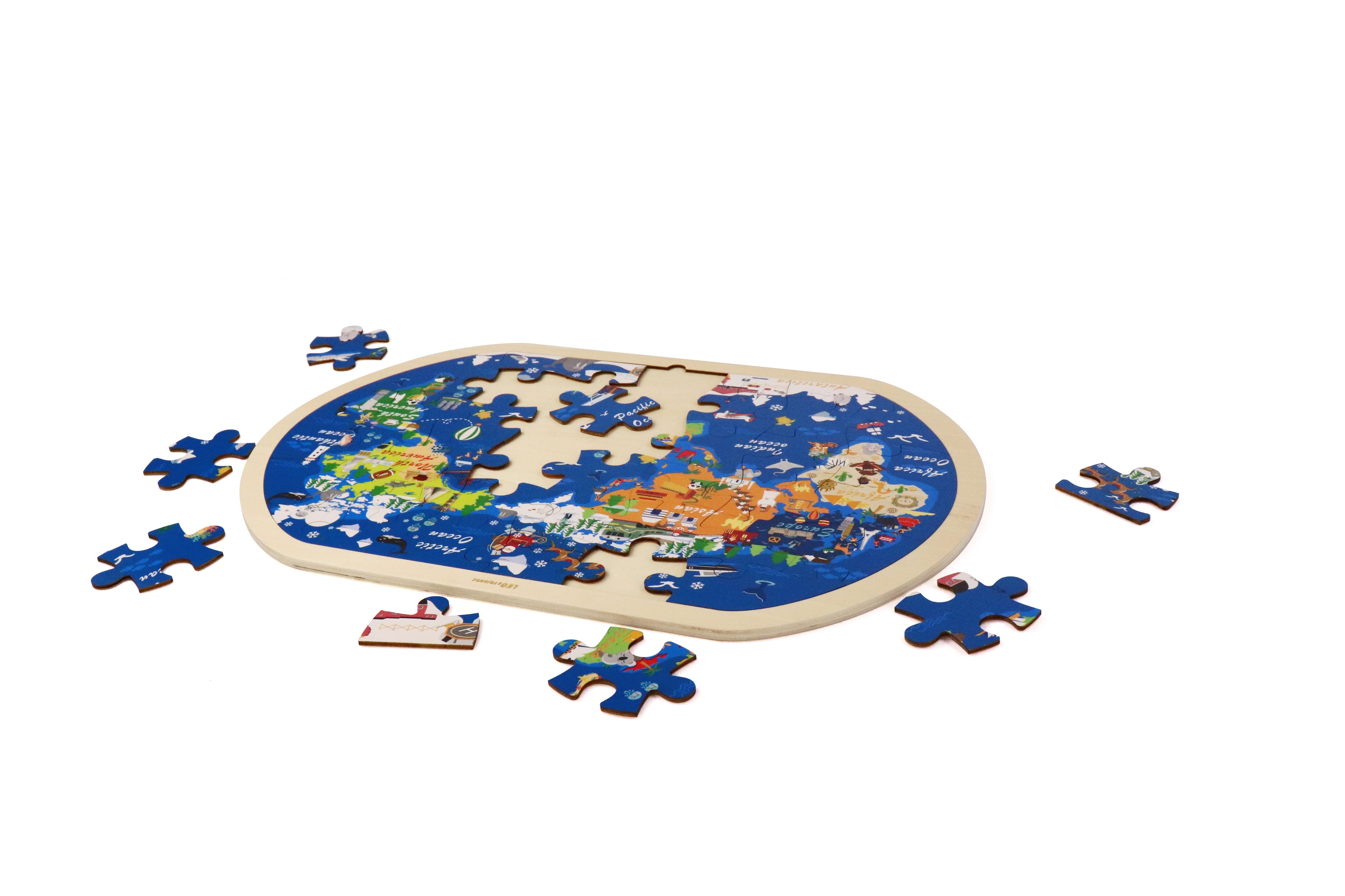 Leo and Friends World Tour Kid’s Jigsaw Puzzle- 48 piece puzzle- Educational Toy,     Gift for kids ages 3-6- wooden puzzle game
