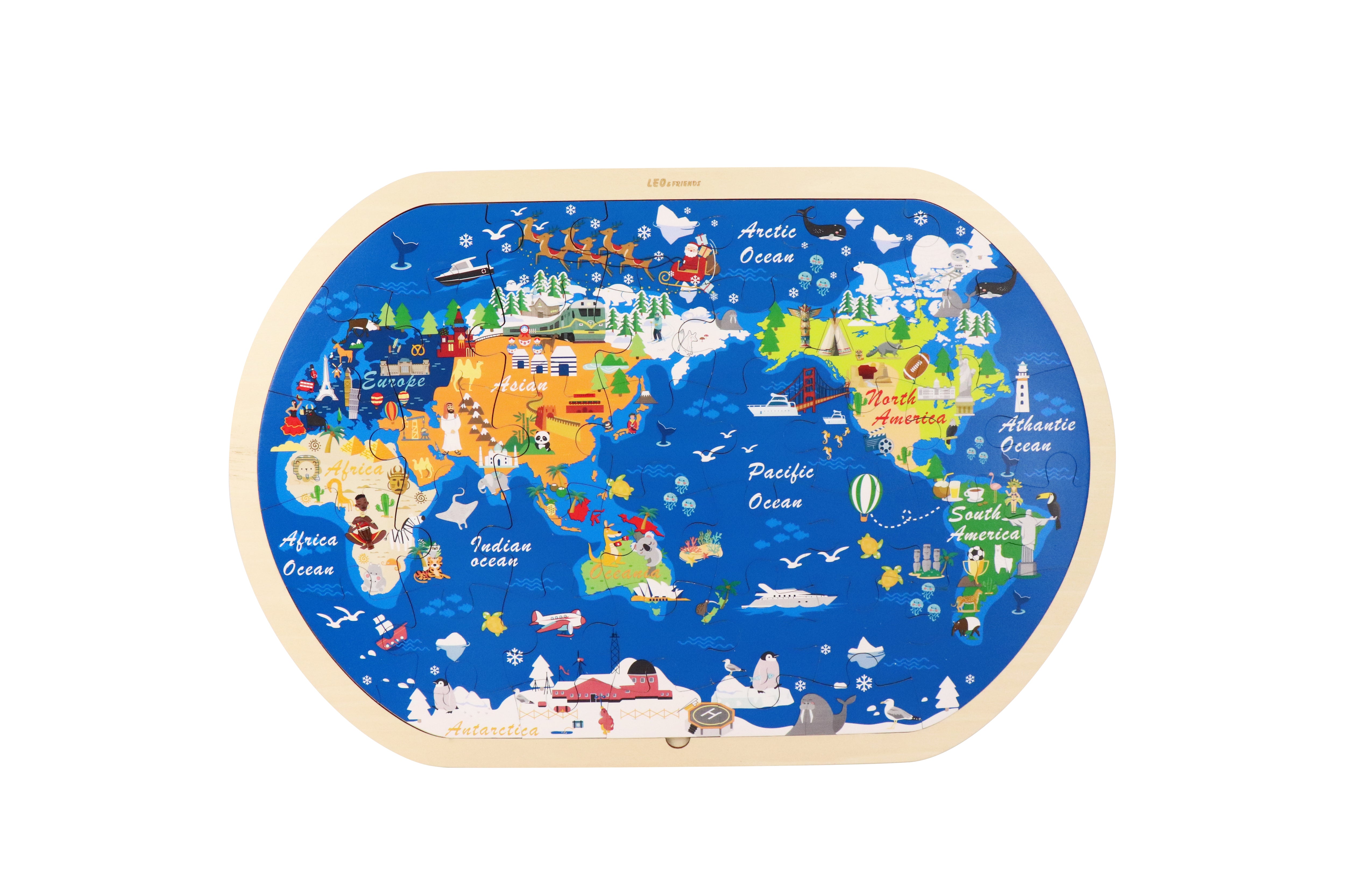 Leo and Friends World Tour Kid’s Jigsaw Puzzle- 48 piece puzzle- Educational Toy,     Gift for kids ages 3-6- wooden puzzle game