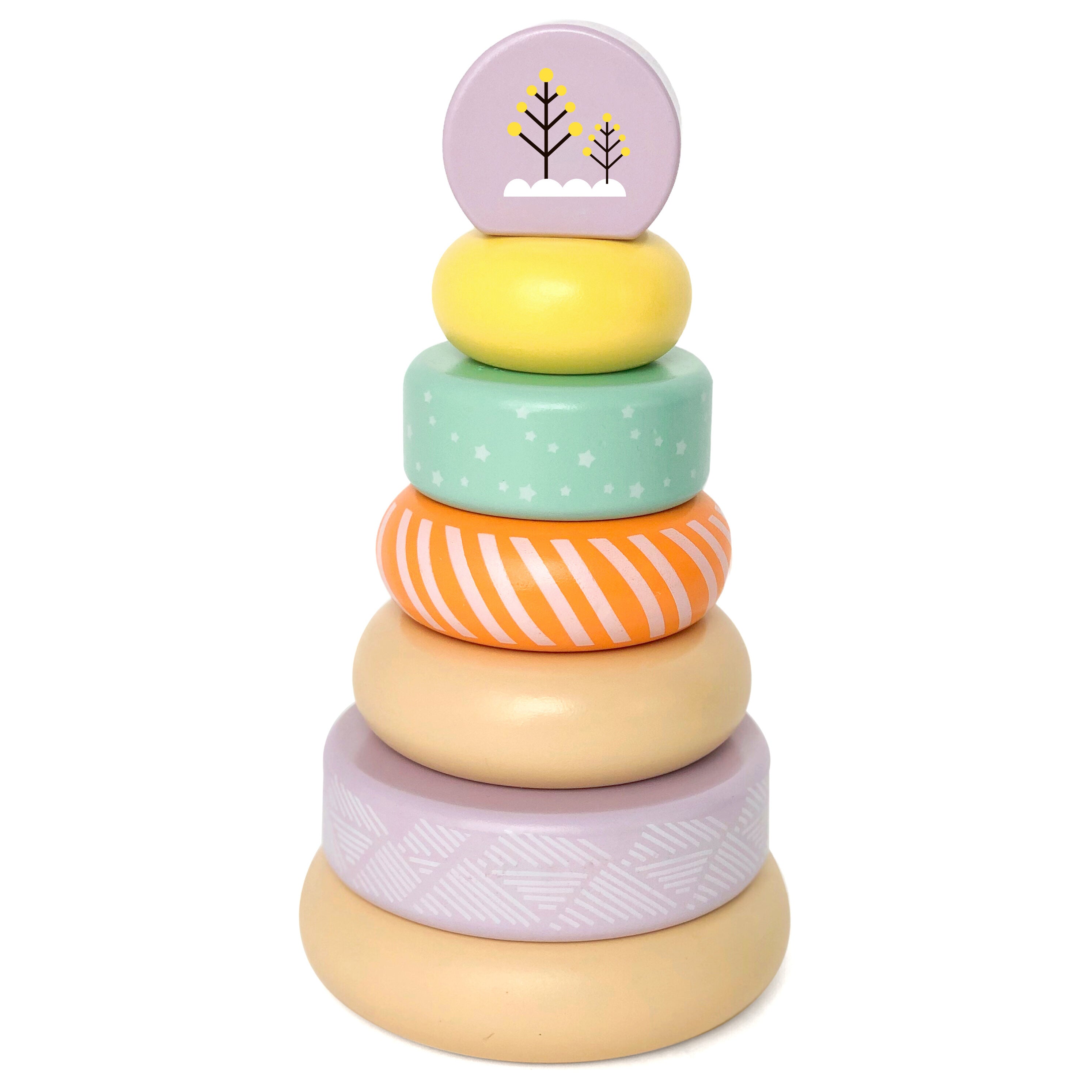 Leo & Friends Wooden Stacking Toys, 6 Wooden Rings, 1 Lion Crown On Top | Montessori-Approved Education Kid’s Ring Stacking Tower, Perfect Christmas or Birthday Present