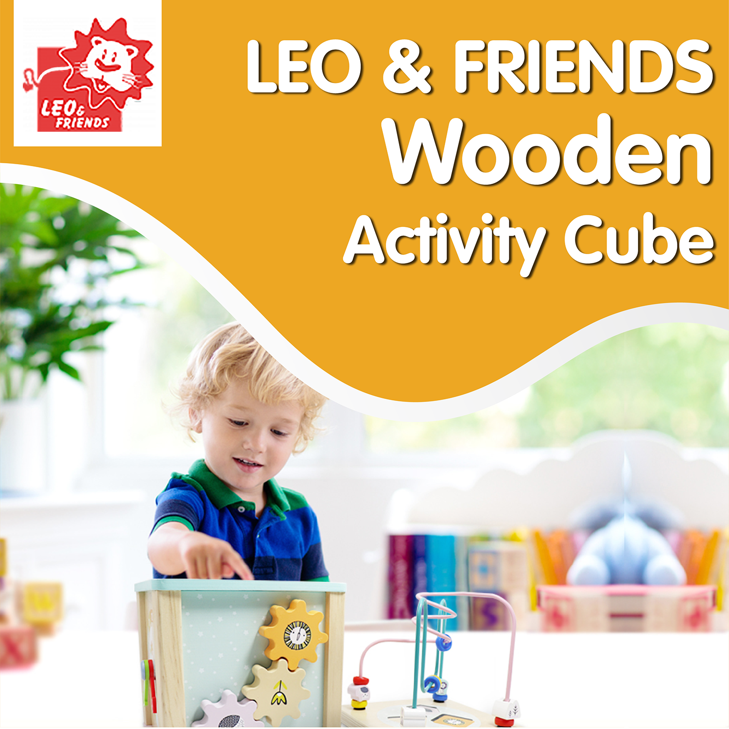 LEO & FRIENDS Wooden Activity Toy for 1, 2 Year-Old-Girls, Educational Preschool Shape Sorter and Maze Toy | Montessori Bead Maze and Versatile Kid’s Sensory Immersion Cube | Perfect Christmas or Birthday Gift