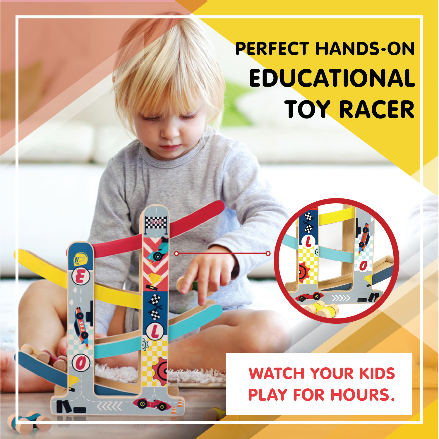 Leo & Friends Wooden Ramp Racer Track with 4 Race Cars Included | Bright Colored At-Home Racer Track for Toddlers, Kids Ages 1 Through 5 | Perfect Educational Kid’s Gift for Birthdays, Holidays & More